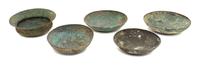 Five Middle Eastern Bronze Bowls, Diameter of largest 6 1/2 inches.