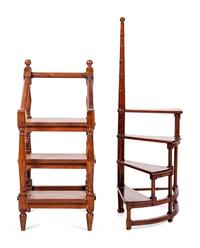 Two Mahogany Library Ladders