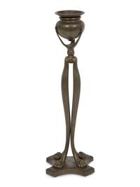 A Tiffany Studios Cat's Paw Bronze Candlestick