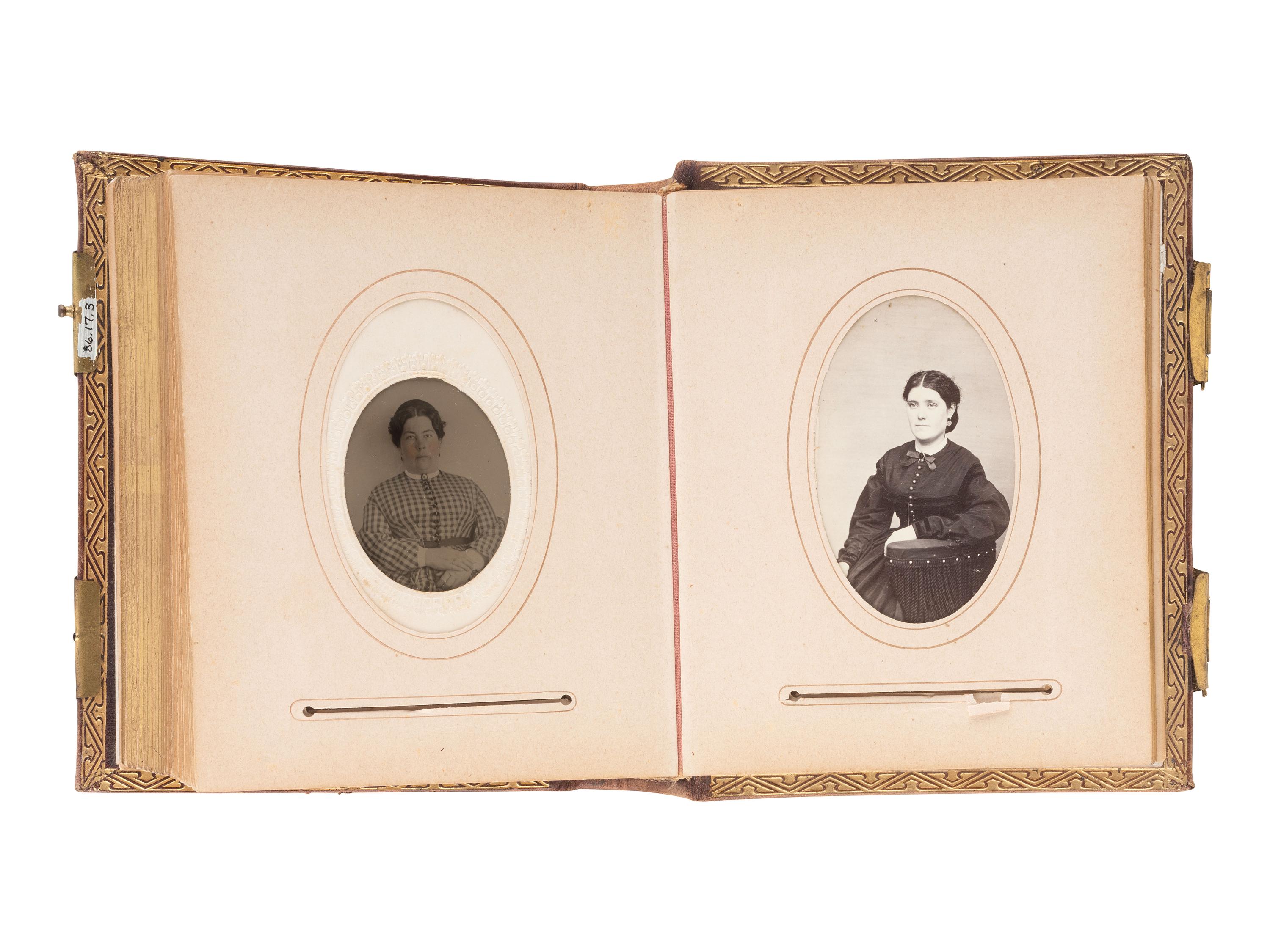 [EARLY PHOTOGRAPHY]. Four albums containing CDVs, tintypes, and cabinet cards of varying subjects.