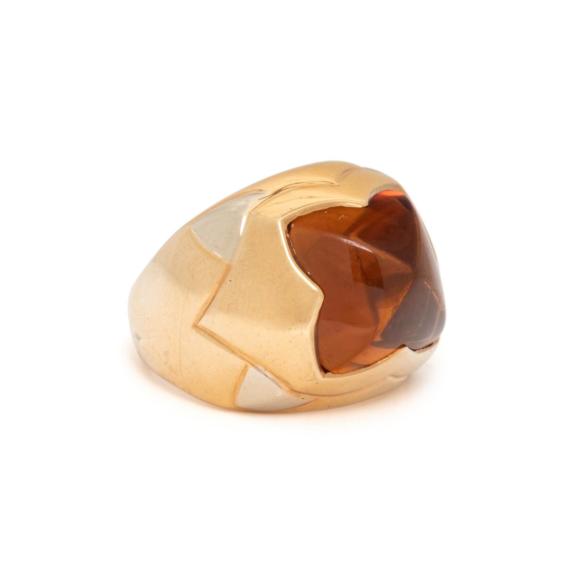 BULGARI, CITRINE AND BICOLOR GOLD 'PIRAMIDE' RING