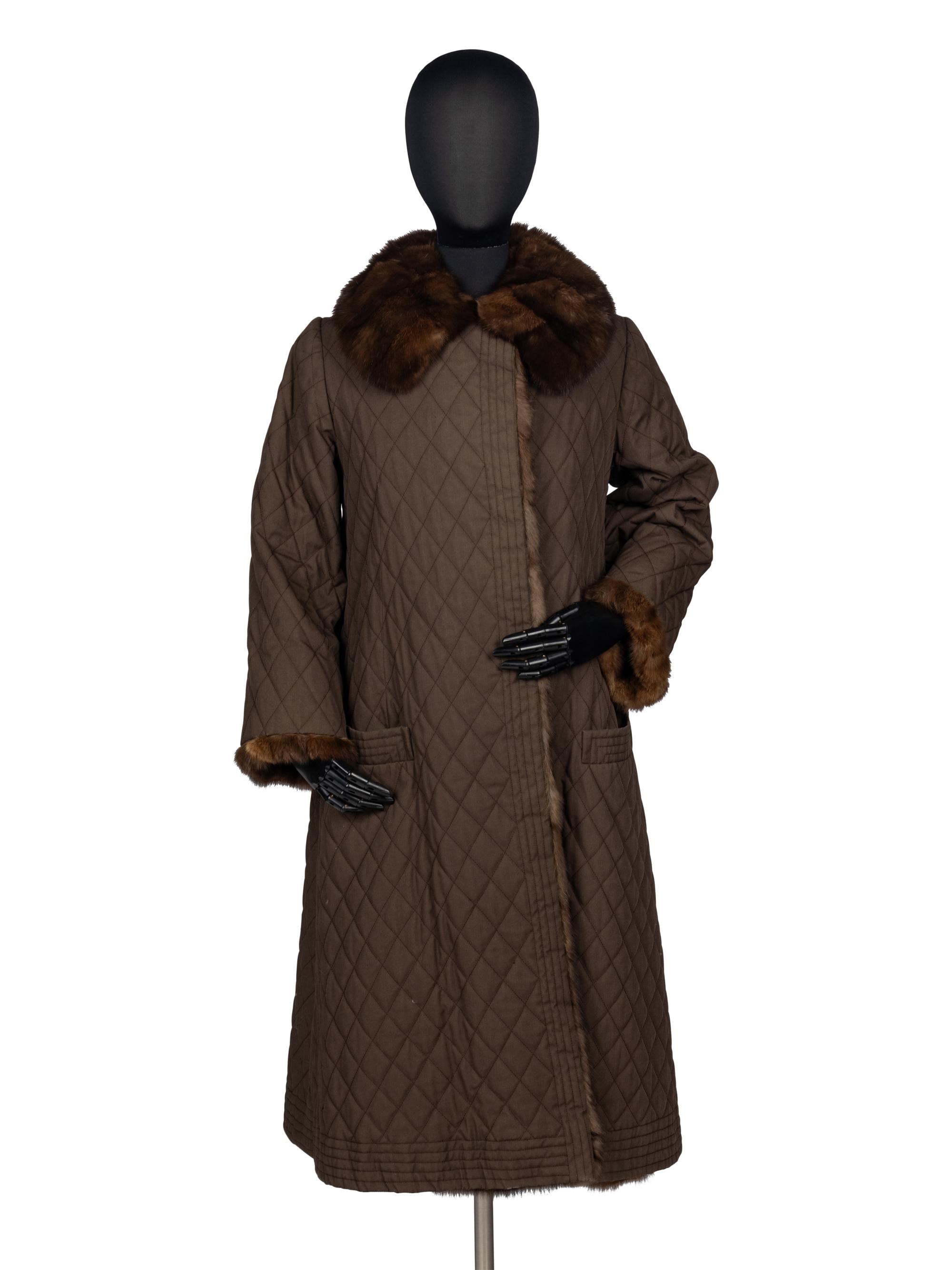 Maximilian Sable-Lined Quilted Coat