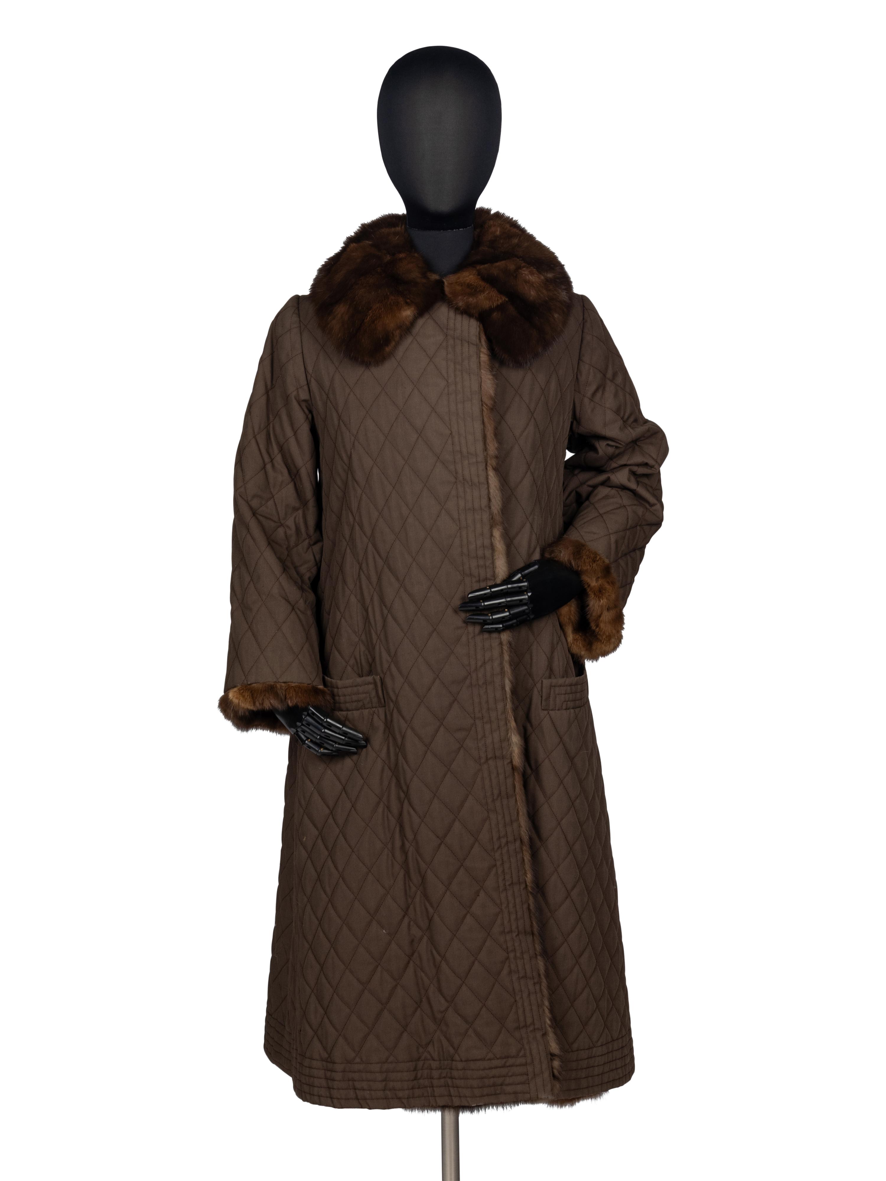 Maximilian Sable-Lined Quilted Coat