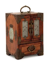 A Chinese Export Hardstone-Inset Table Cabinet