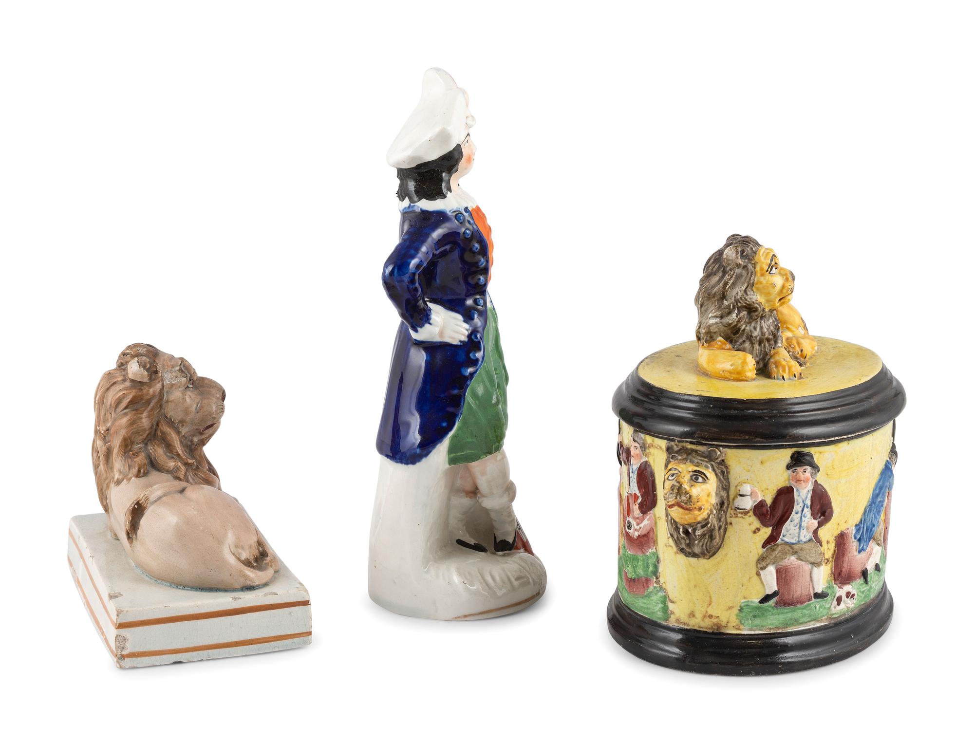 Three English Glazed Pearlware Articles