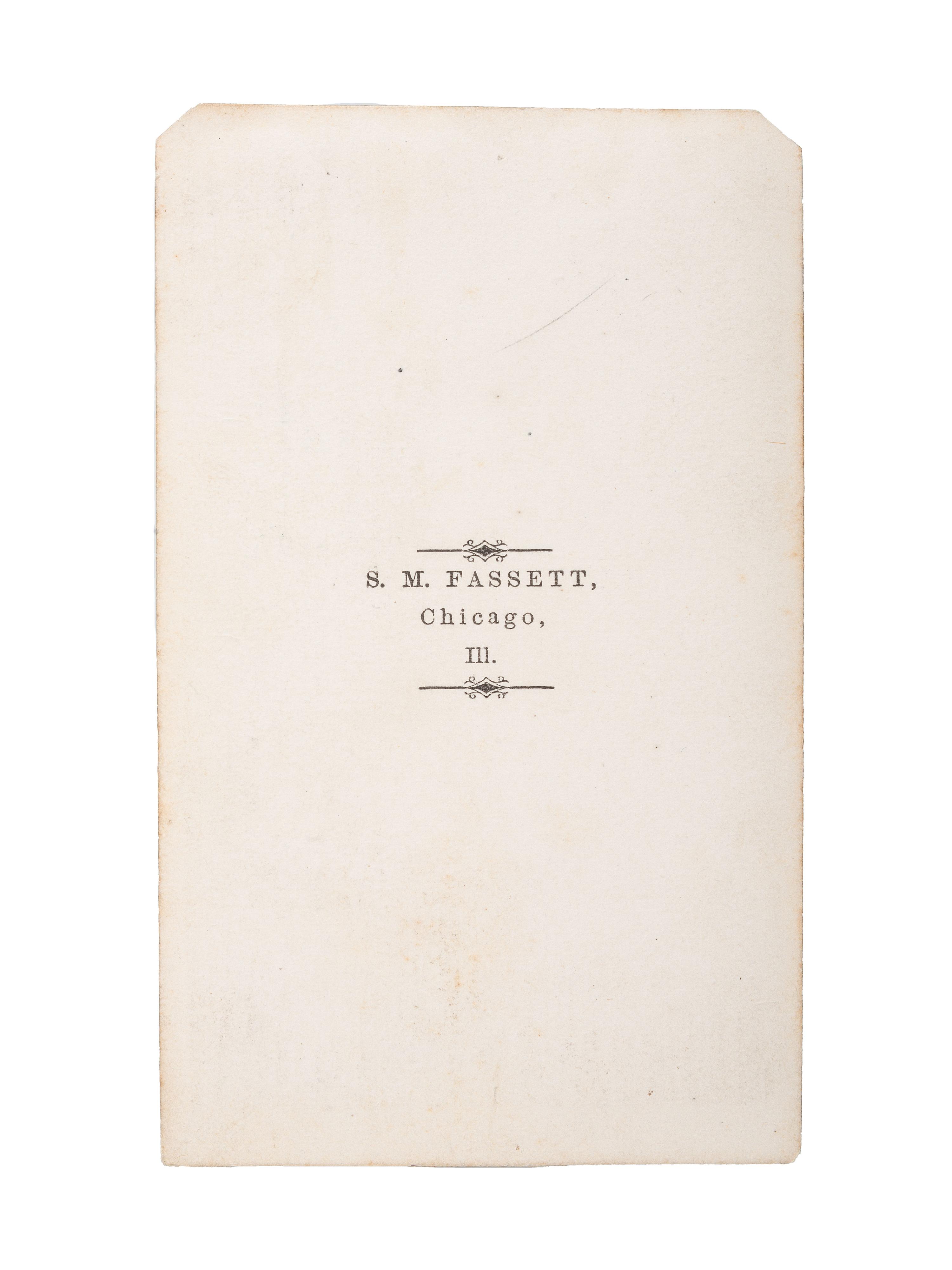 DOUGLASS, Frederick (1818-1895). FASSETT, S.M., photographer. CDV of Frederick Douglass. Chicago, IL, [late February 1864].