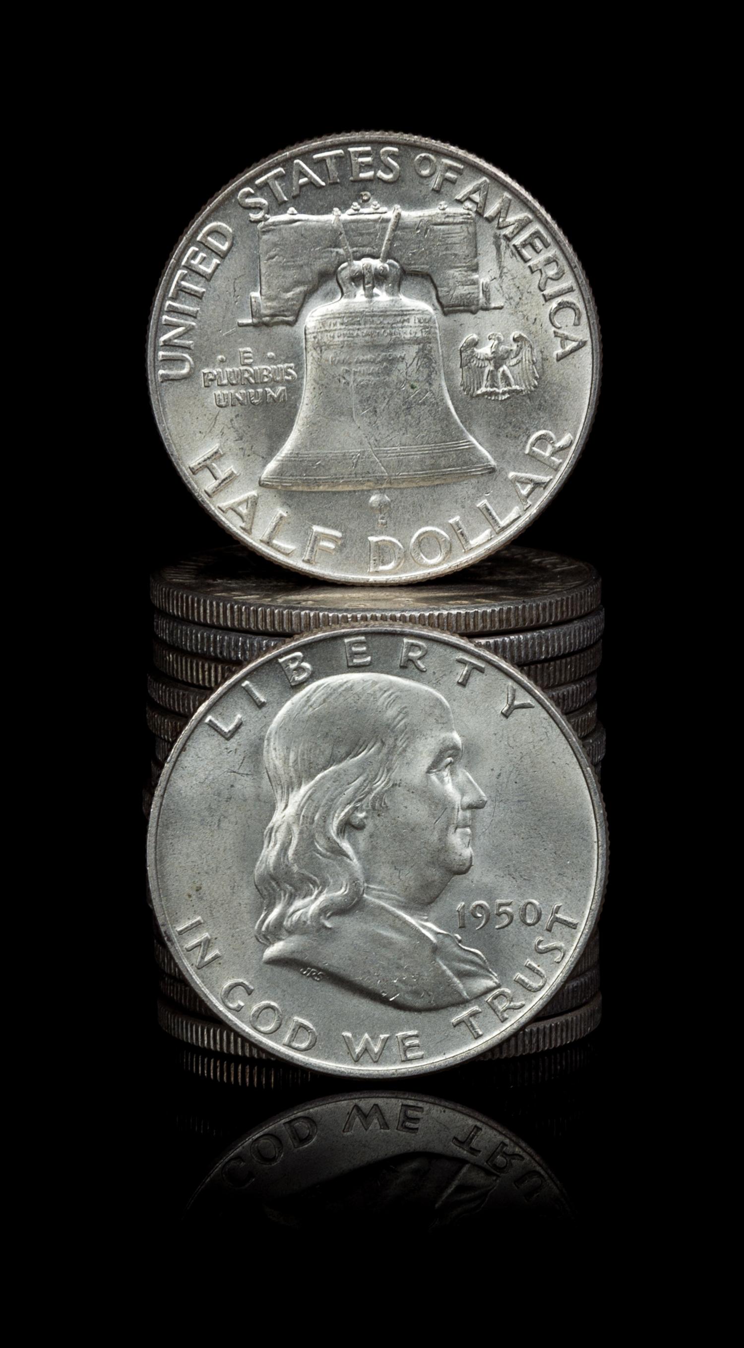 A Group of Twenty United States Benjamin Franklin 50c Coins