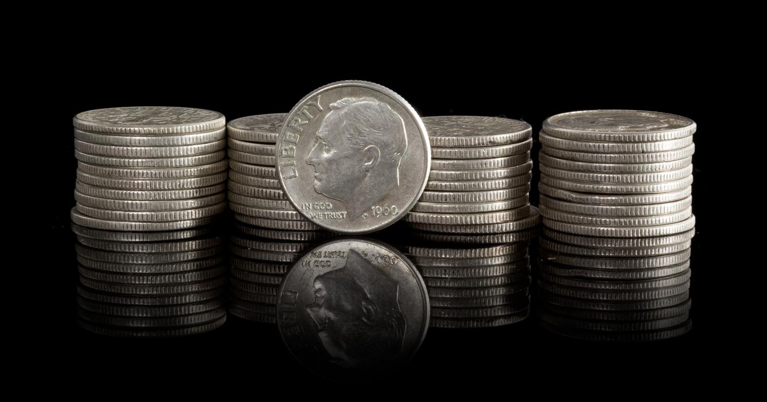A Collection of Approximately 1,100 United States Pre-1964 Franklin D. Roosevelt Silver Dimes
