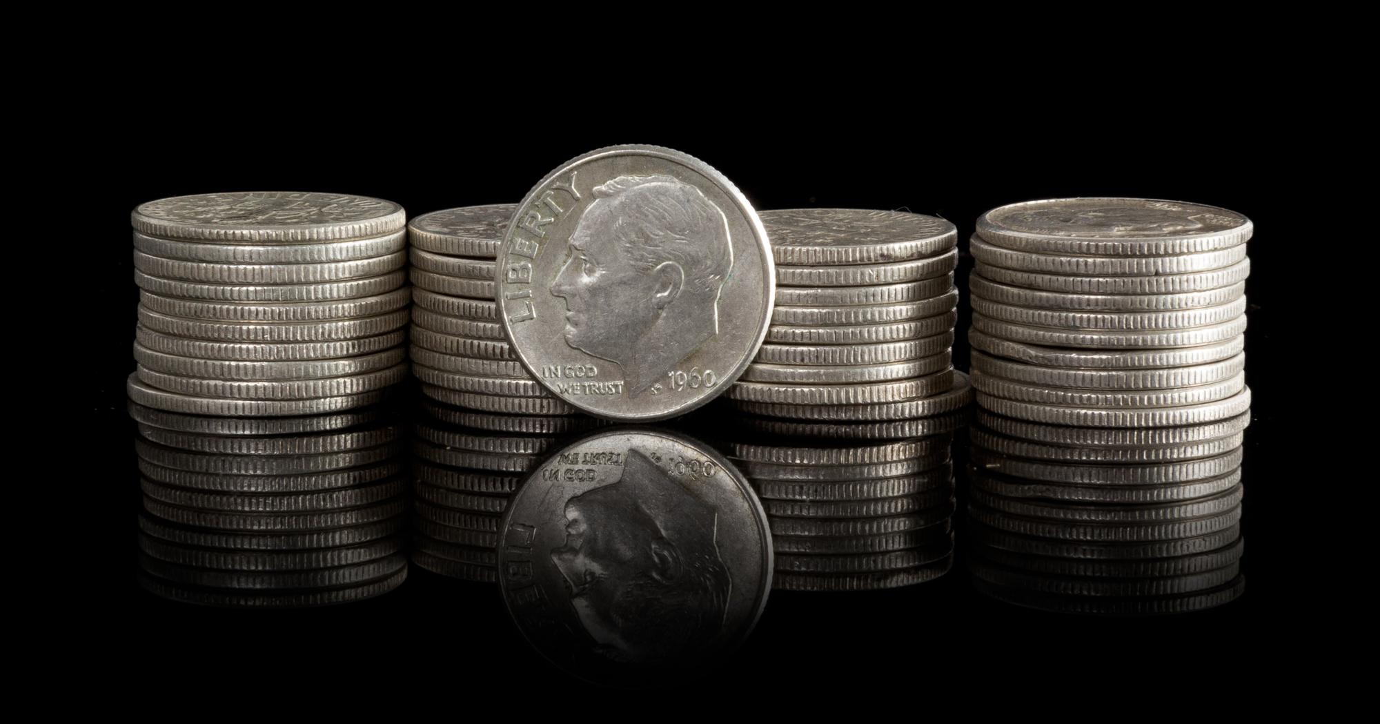 A Collection of Approximately 1,100 United States Pre-1964 Franklin D. Roosevelt Silver Dimes