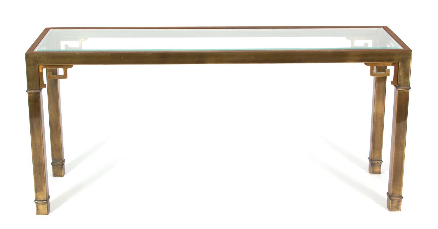 A Gilt and Silvered Metal Console Table Height 27 1/2 x width 60 x depth 18 inches. — 20TH CENTURY