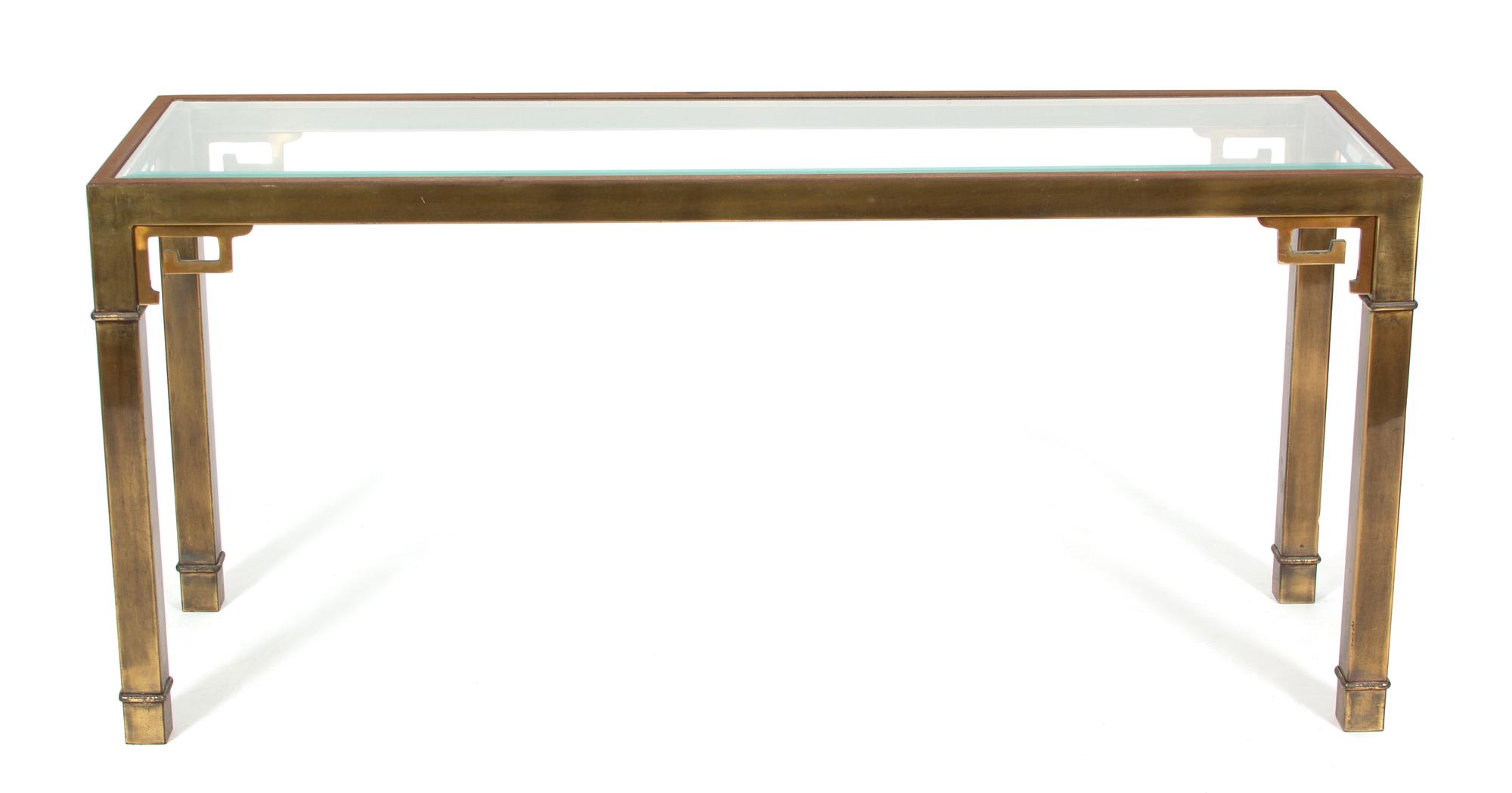 A Gilt and Silvered Metal Console Table Height 27 1/2 x width 60 x depth 18 inches. — 20TH CENTURY