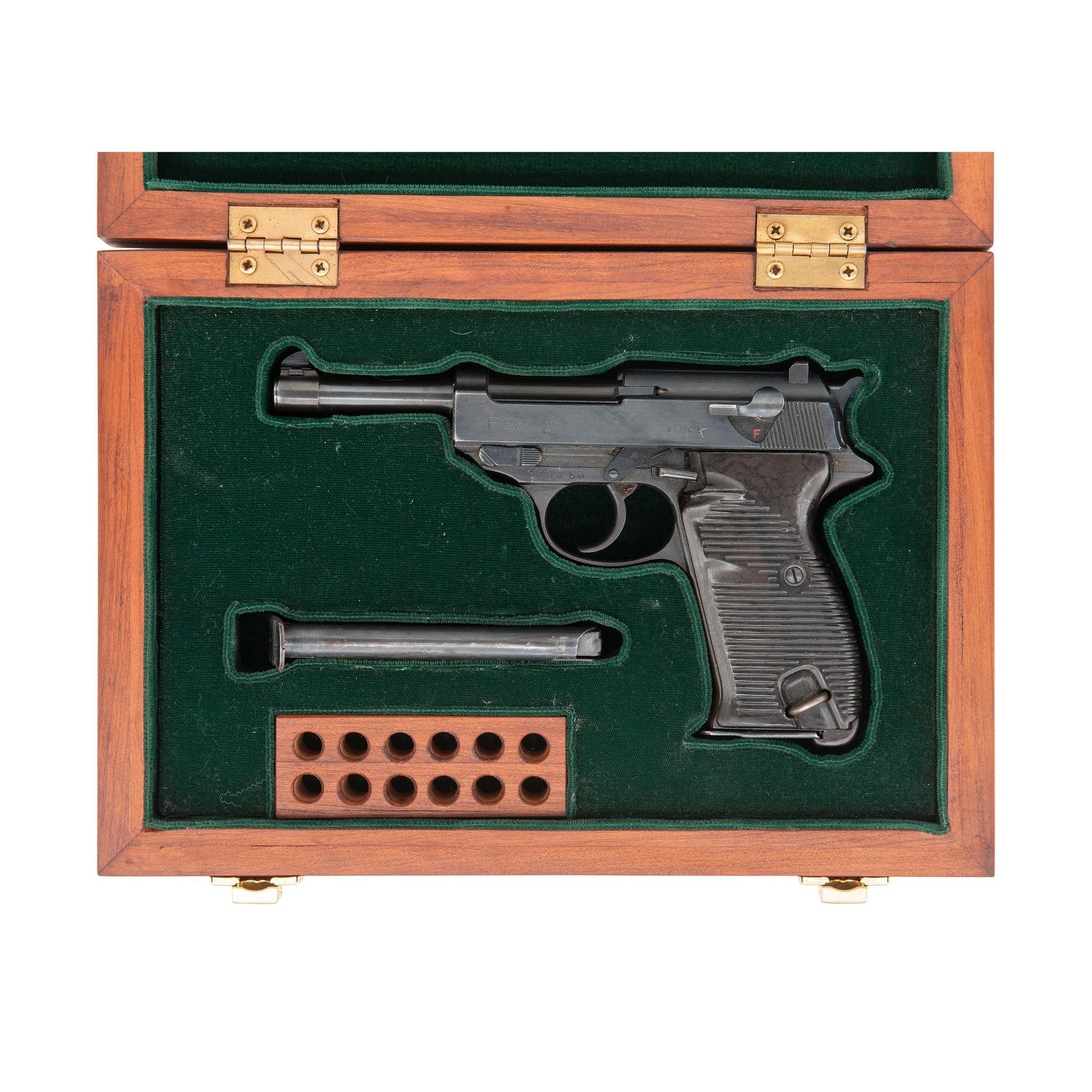 **ac42 Code P38 Pistol in Modern Display Case with Period Holster and Two Magazines