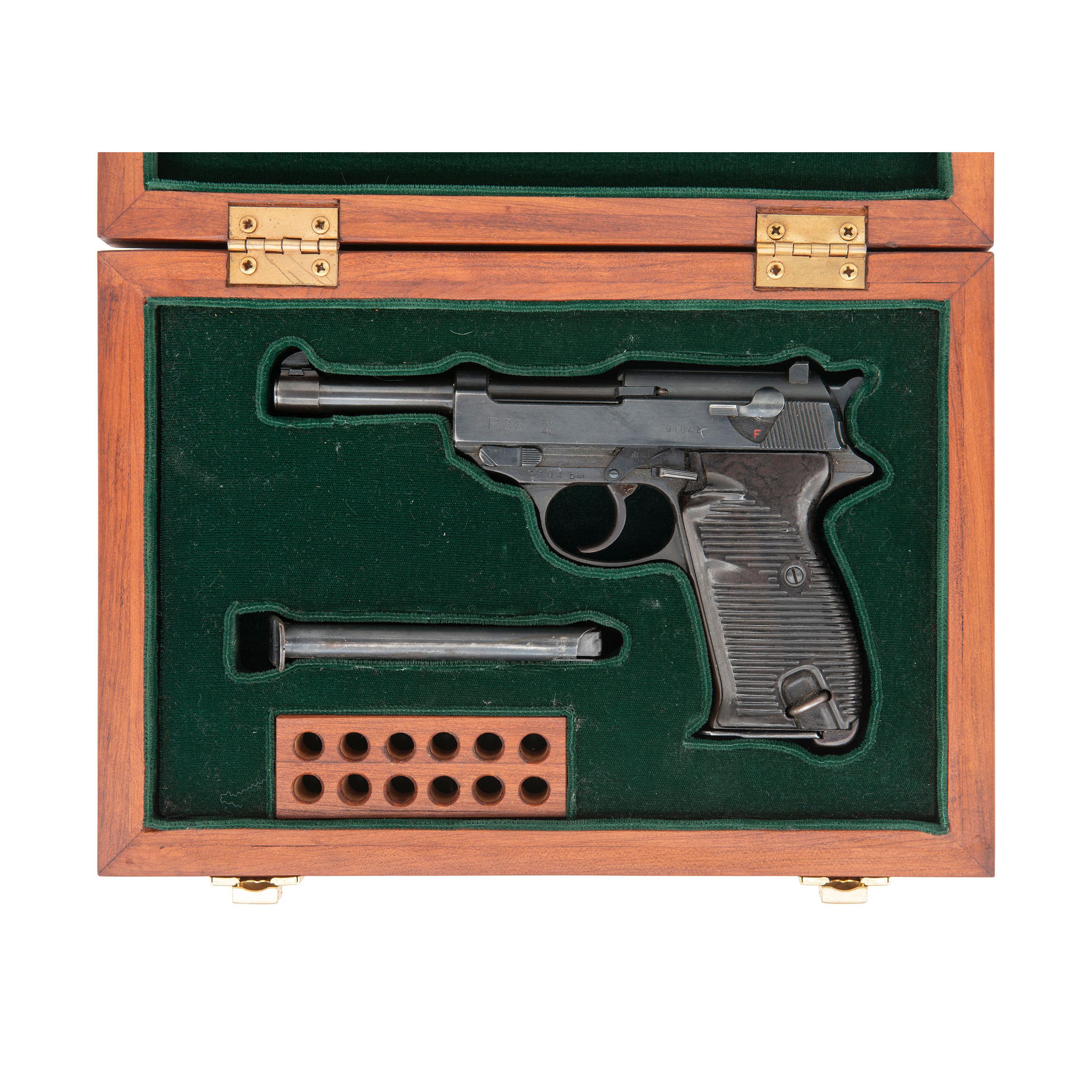 **ac42 Code P38 Pistol in Modern Display Case with Period Holster and Two Magazines