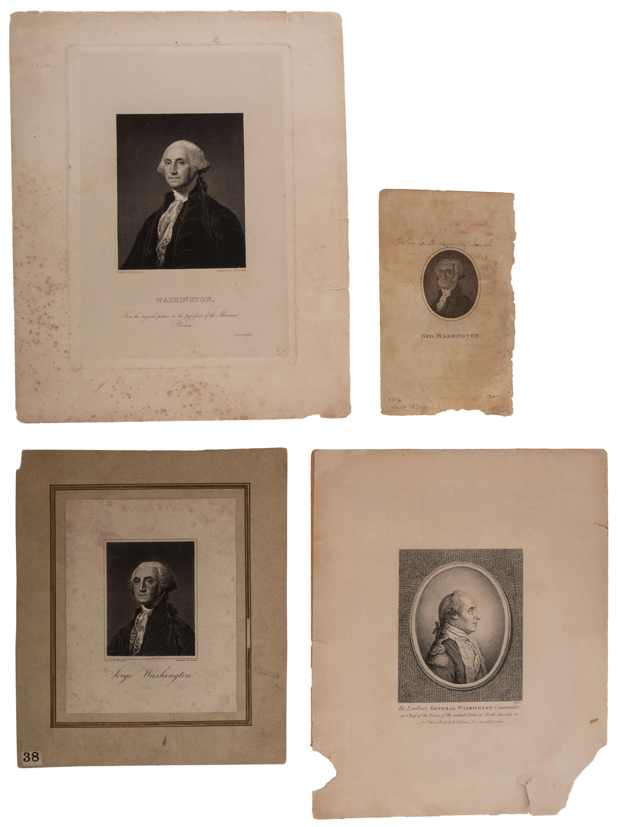 [WASHINGTON, George (1732-1799)]. A group of 12 engraved portraits of George Washington, comprising: