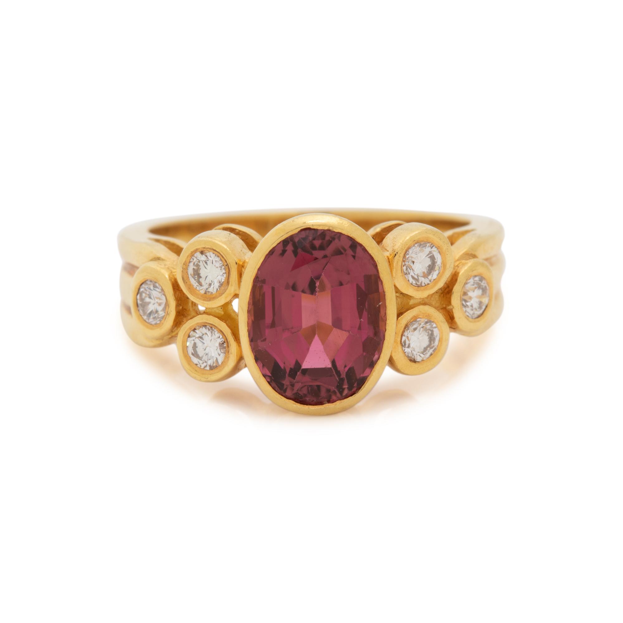 YELLOW GOLD, PINK TOURMALINE AND DIAMOND RING