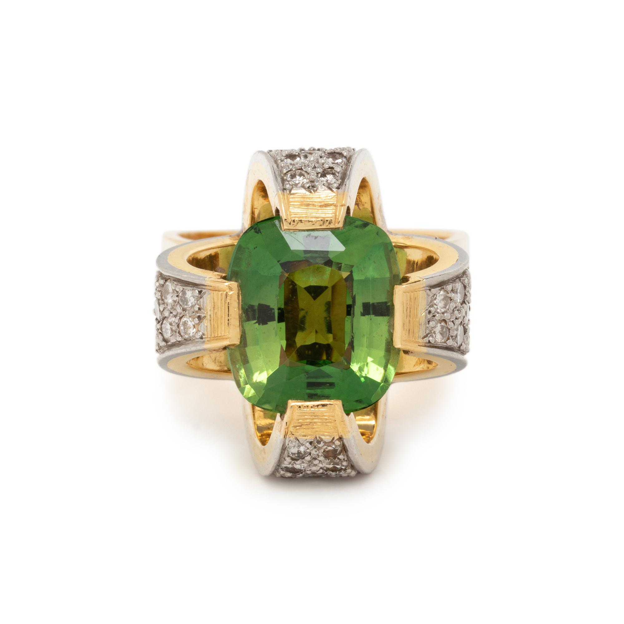 BIRKS, TOURMALINE AND DIAMOND RING