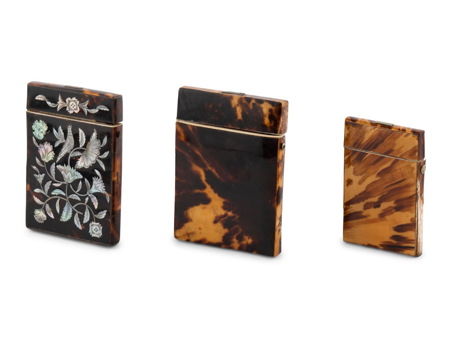 Three English Tortoise Shell Card Cases