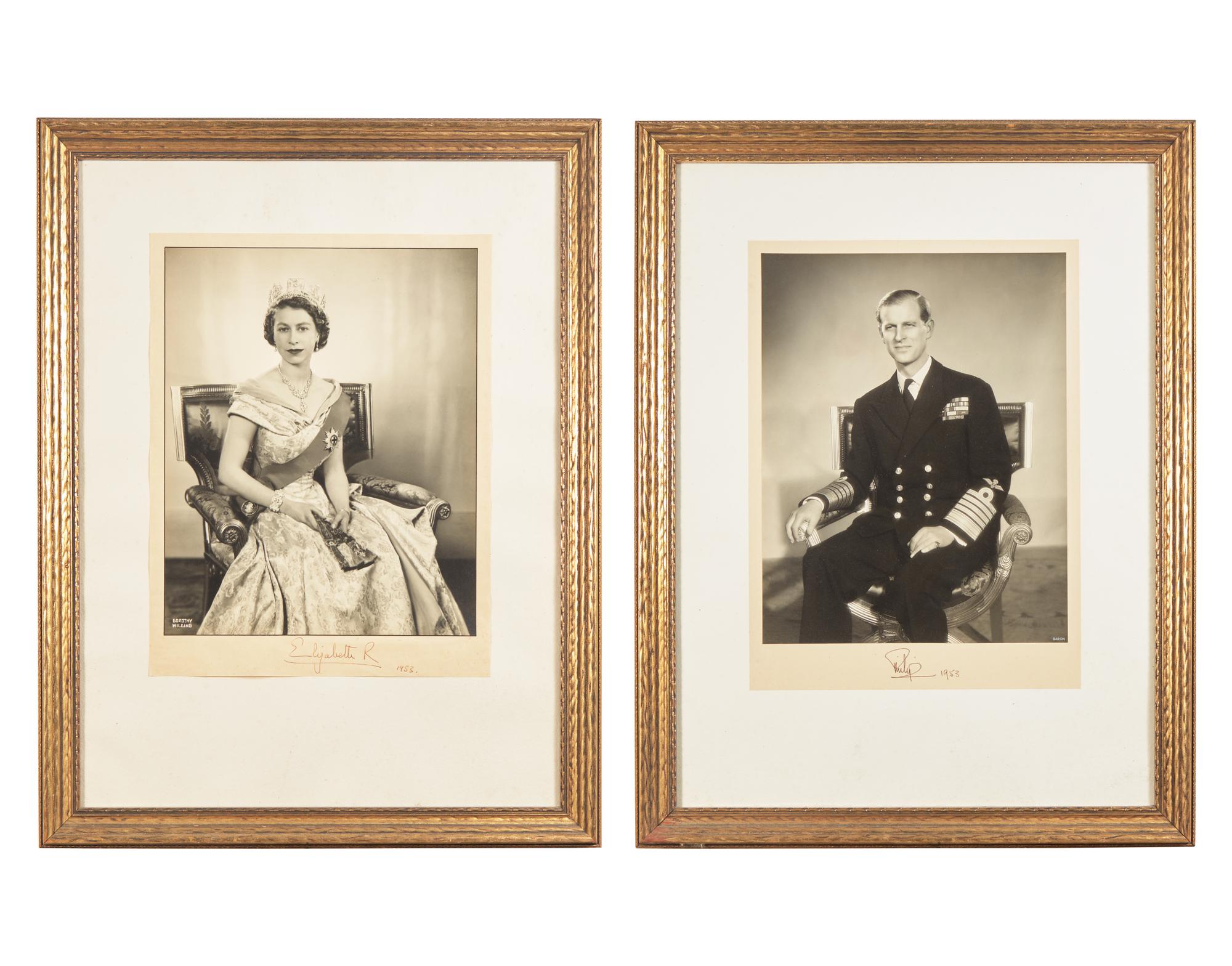 Queen Elizabeth II and Prince Philip. Pair of Signed Photographs