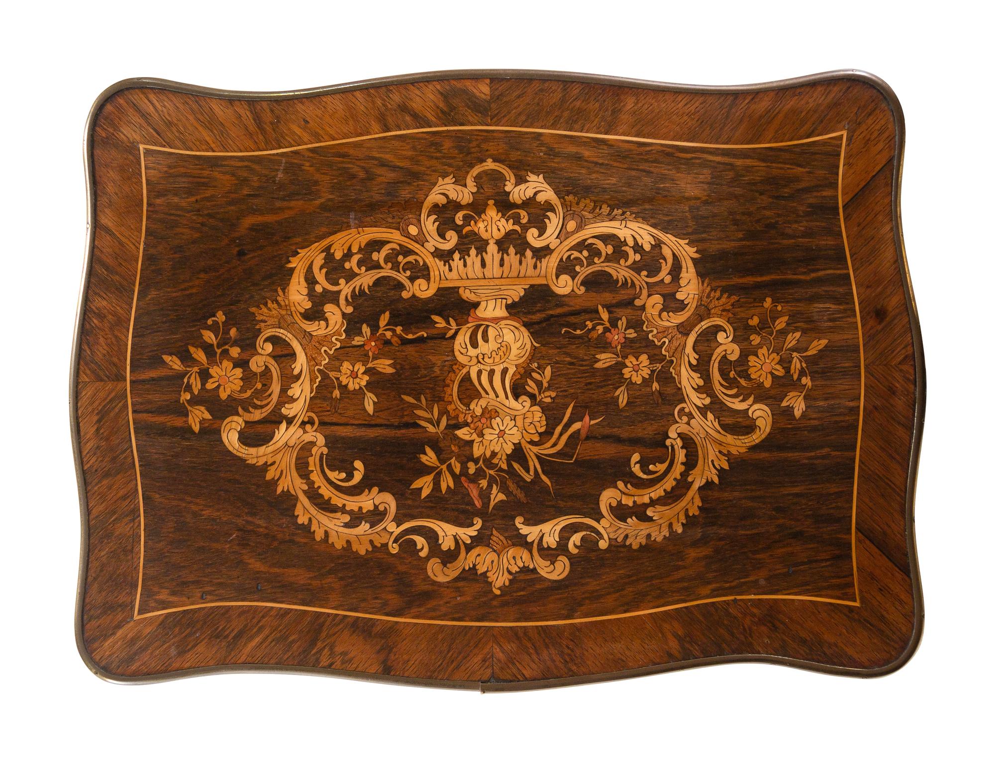 A Louis XV Style Rosewood and Marquetry Dressing Table