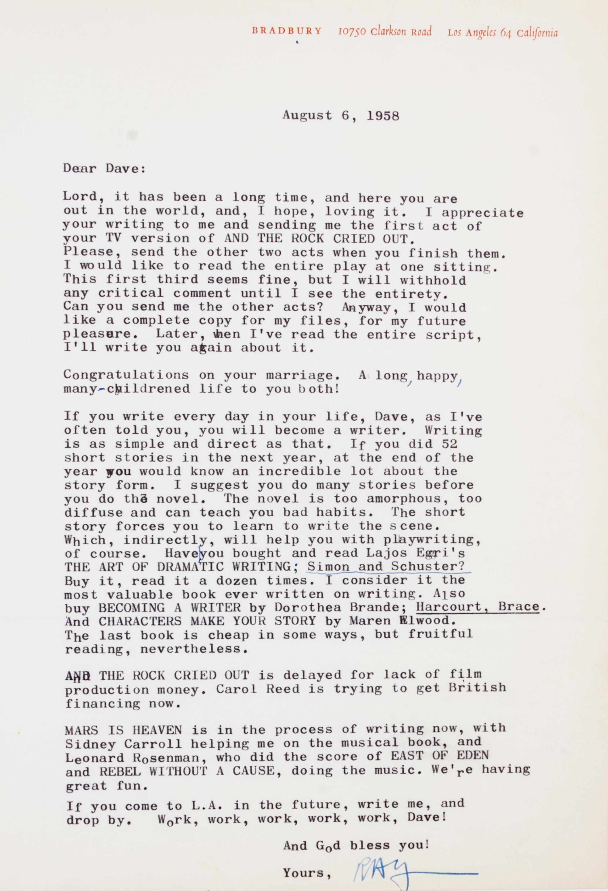 BRADBURY, RAY. An archive of typed letters signed. With an illustrated cover.