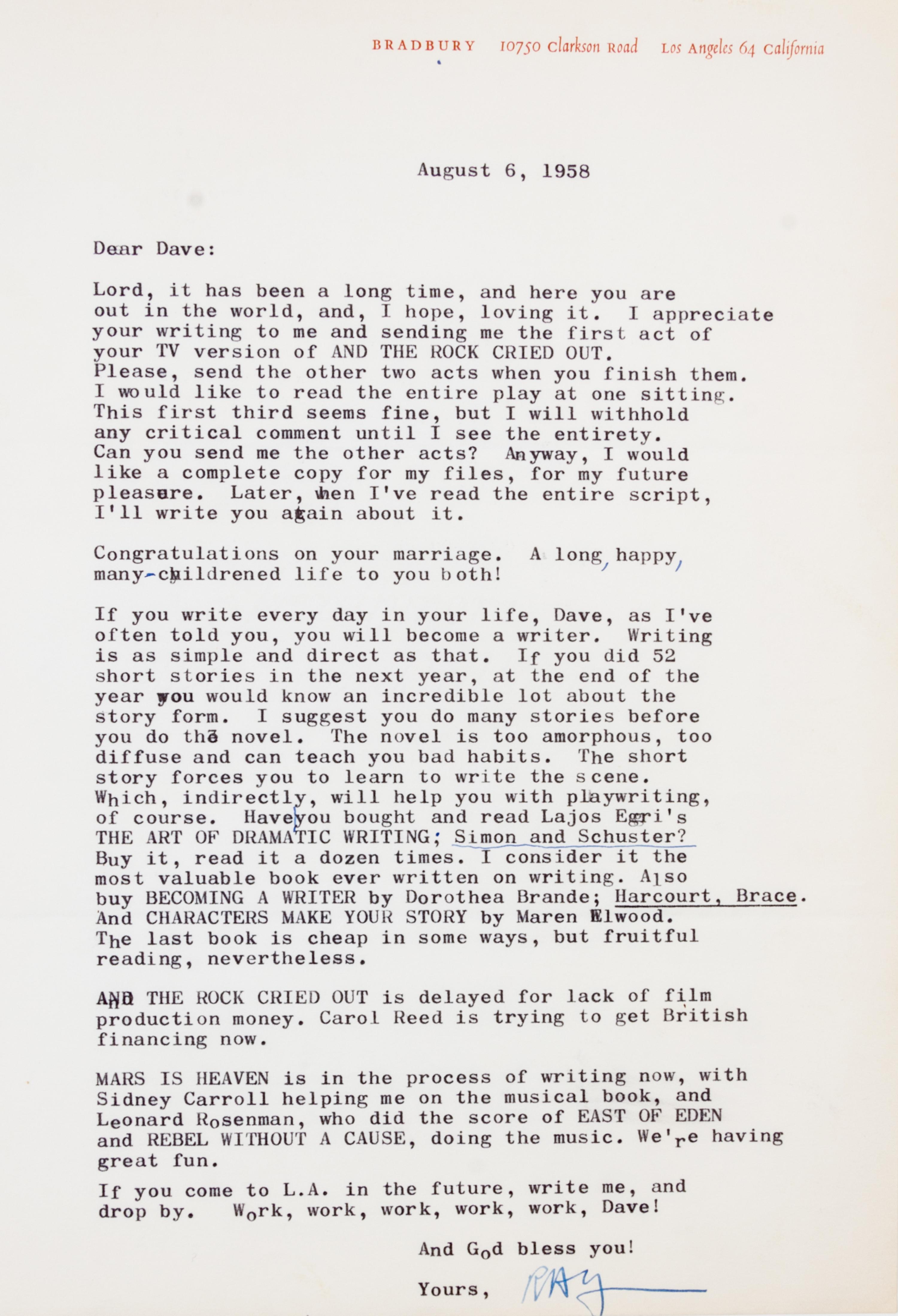 BRADBURY, RAY. An archive of typed letters signed. With an illustrated cover.