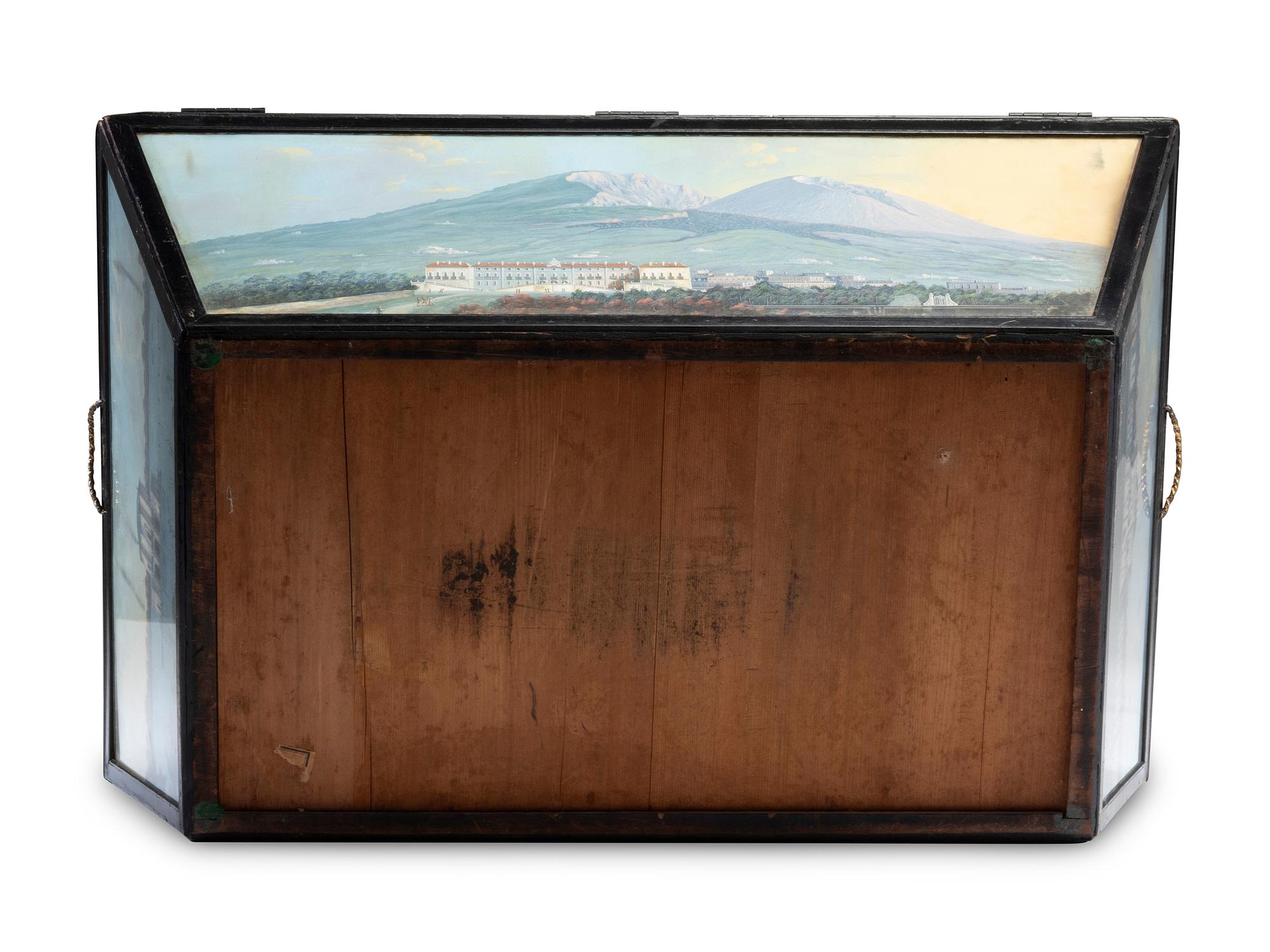 An Italian Leather Clad Watercolor Inset Trunk