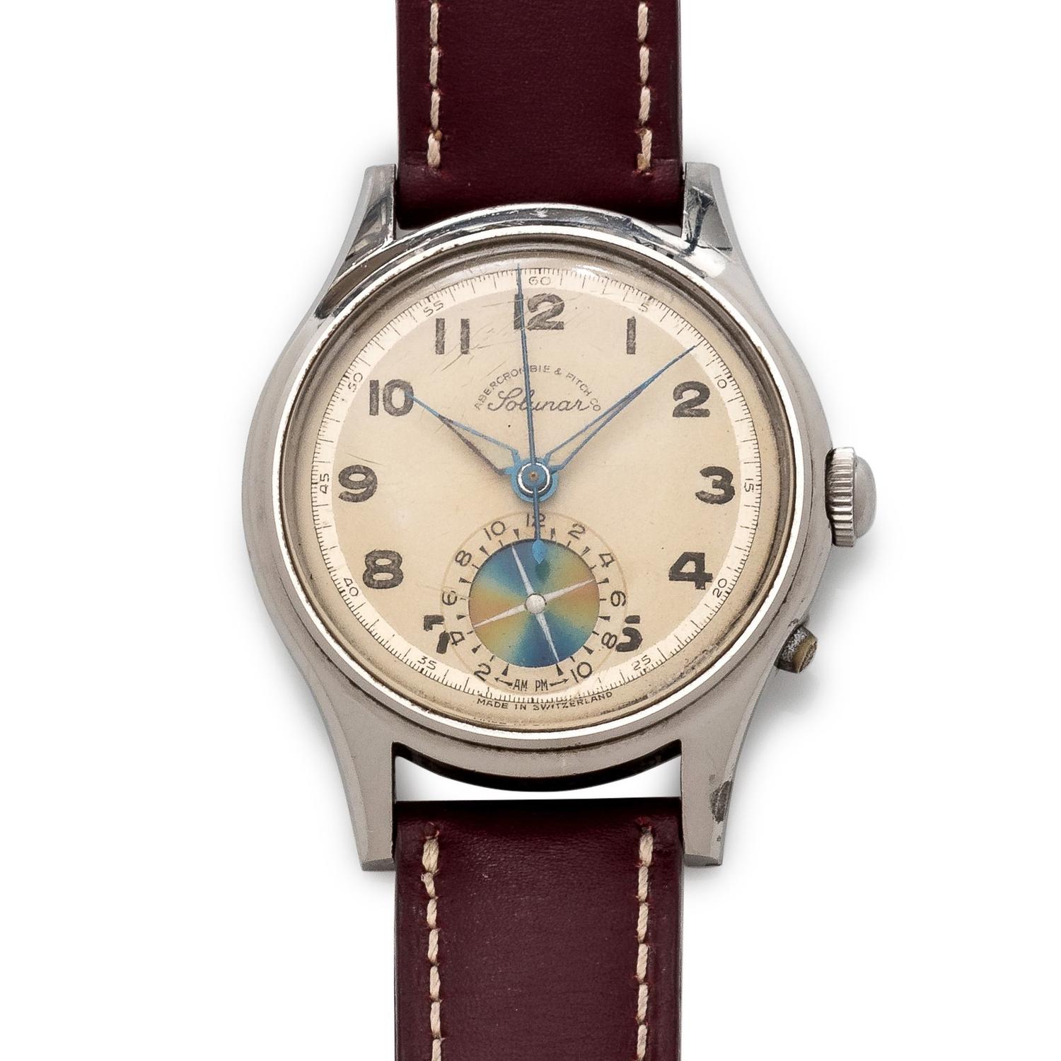Heuer for Abercrombie & Fitch, Stainless Steel Chronograph 'Solunar' Wristwatch