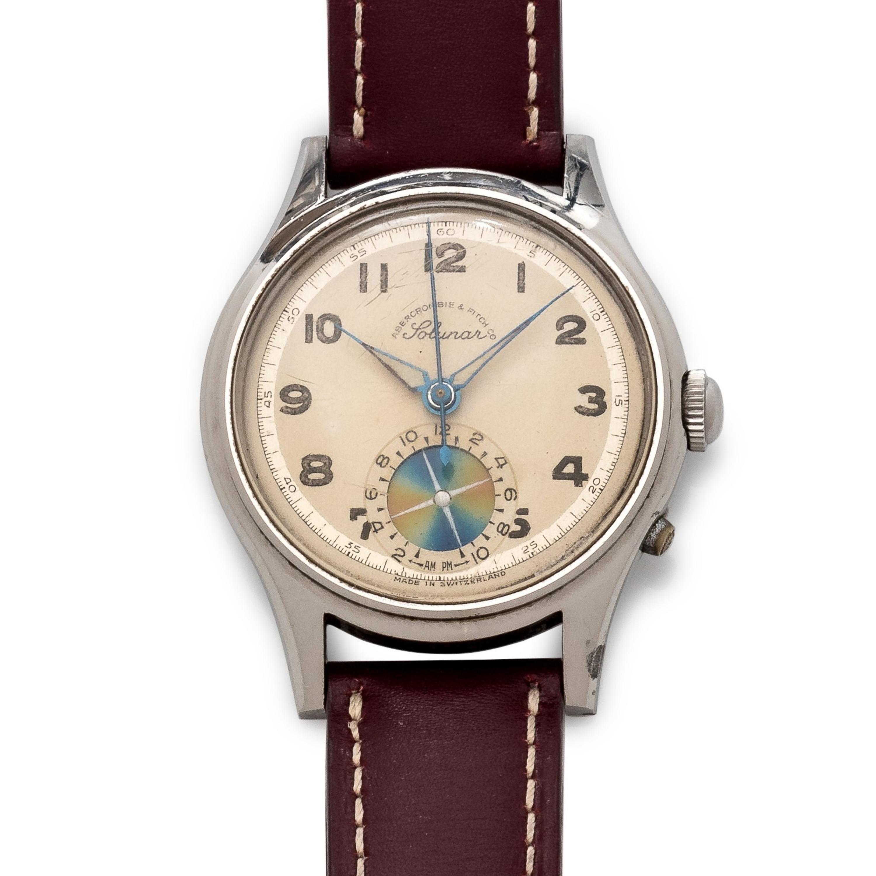 Heuer for Abercrombie & Fitch, Stainless Steel Chronograph 'Solunar' Wristwatch