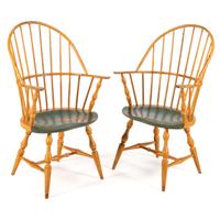 A Pair of Chromium Yellow Windsor Chairs by David T. Smith