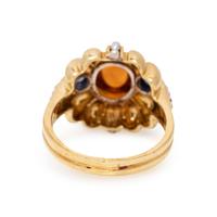 LAGOS, YELLOW GOLD, PLATINUM, CITRINE, AND SAPPHIRE RING
