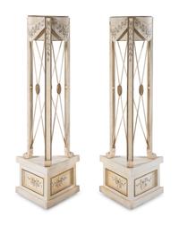 A Pair of White Painted Tôle Jardinière Stands