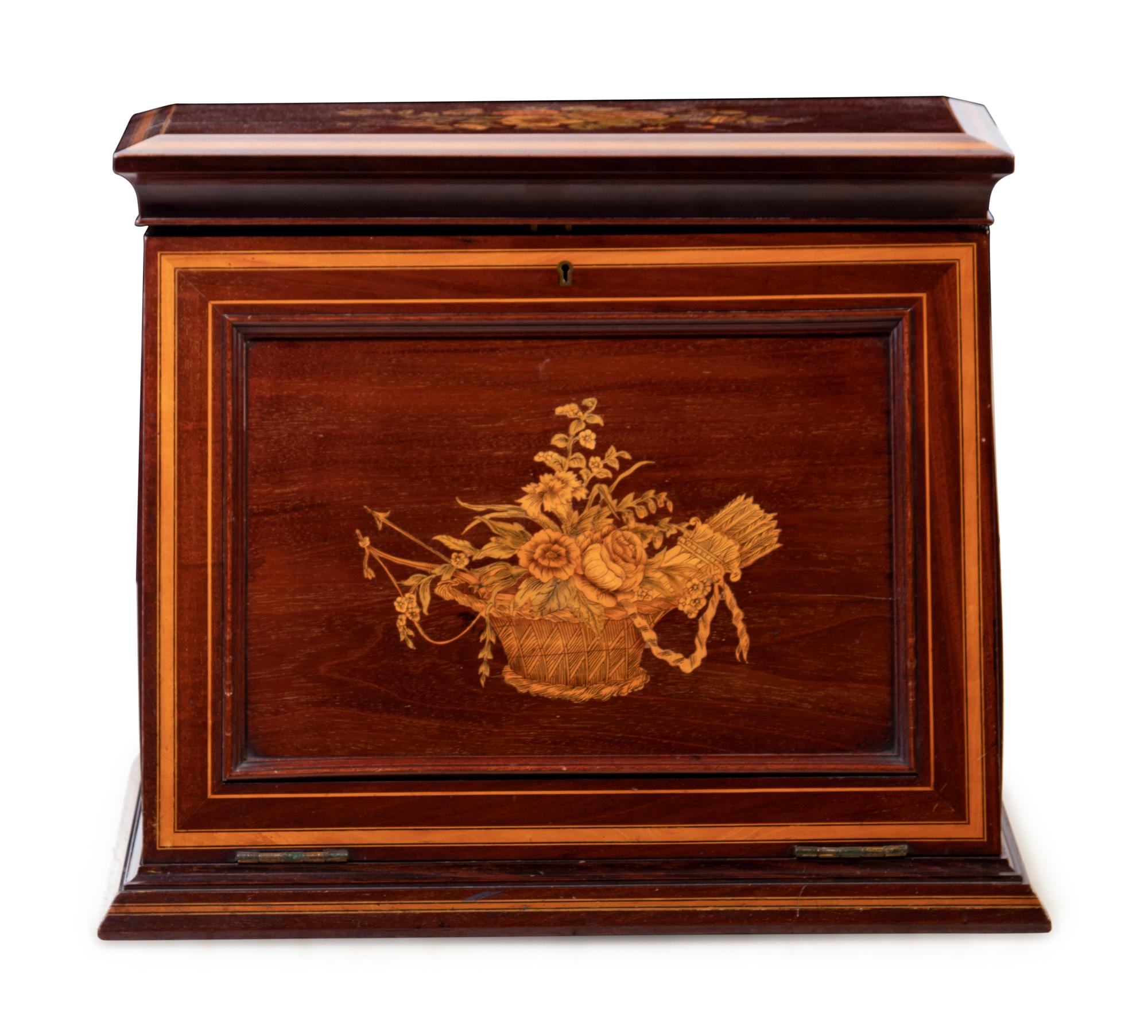An English Brass-Mounted Mahogany Thornhill's Imperial Writing Cabinet