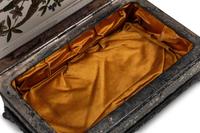 A Bohemian Enamel Decorated Amber Glass Table Casket