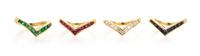 A Collection of 18 Karat Yellow Gold, Diamond, Sapphire, Ruby and Emerald Stacking Rings, 9.80 dwts.