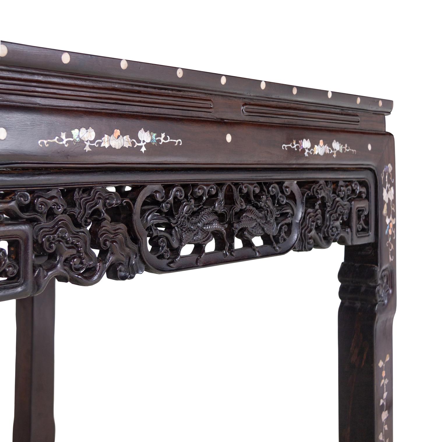 A Set of Chinese Rosewood and Mother-of-Pearl Inlaid Furniture