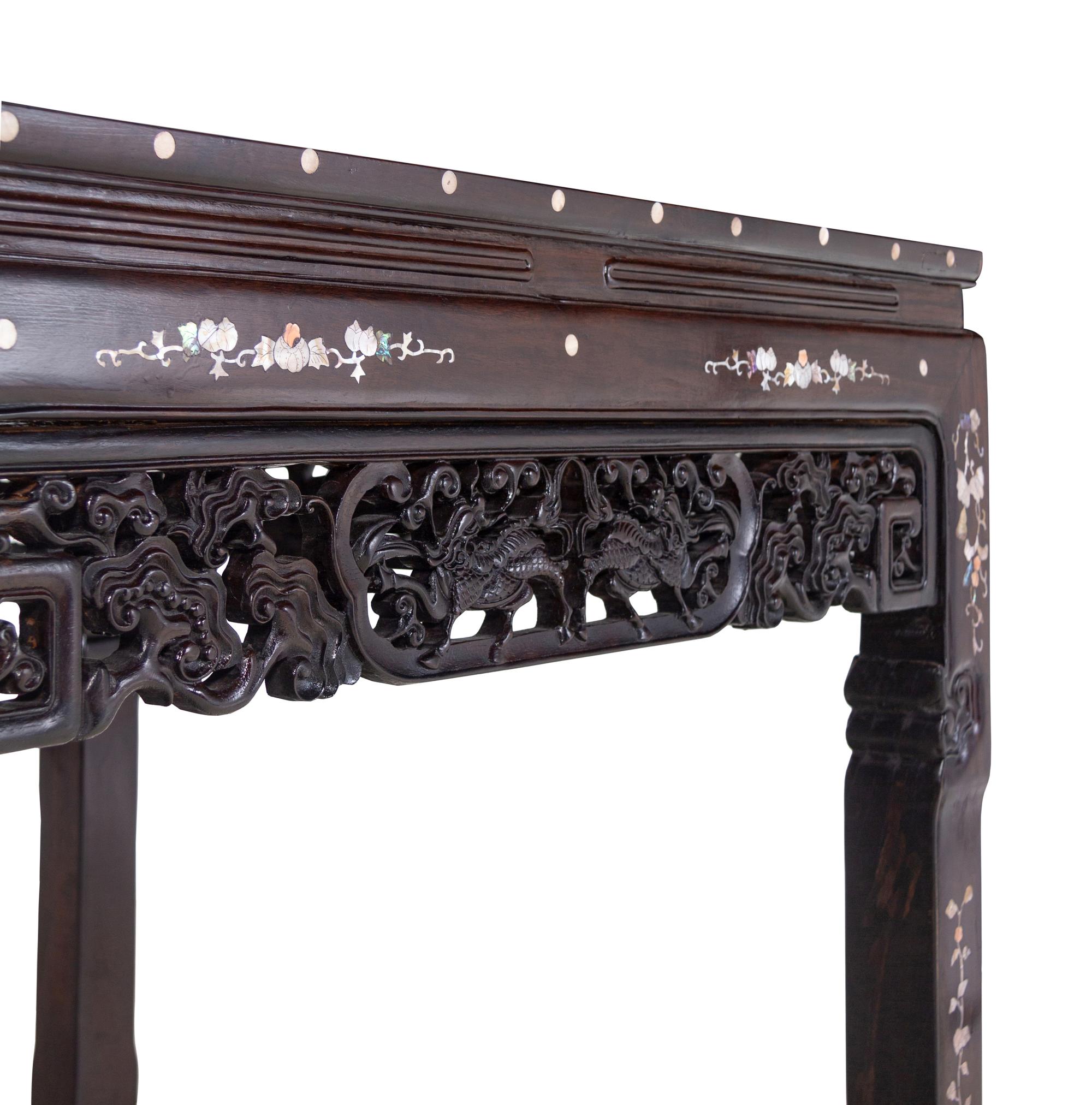 A Set of Chinese Rosewood and Mother-of-Pearl Inlaid Furniture
