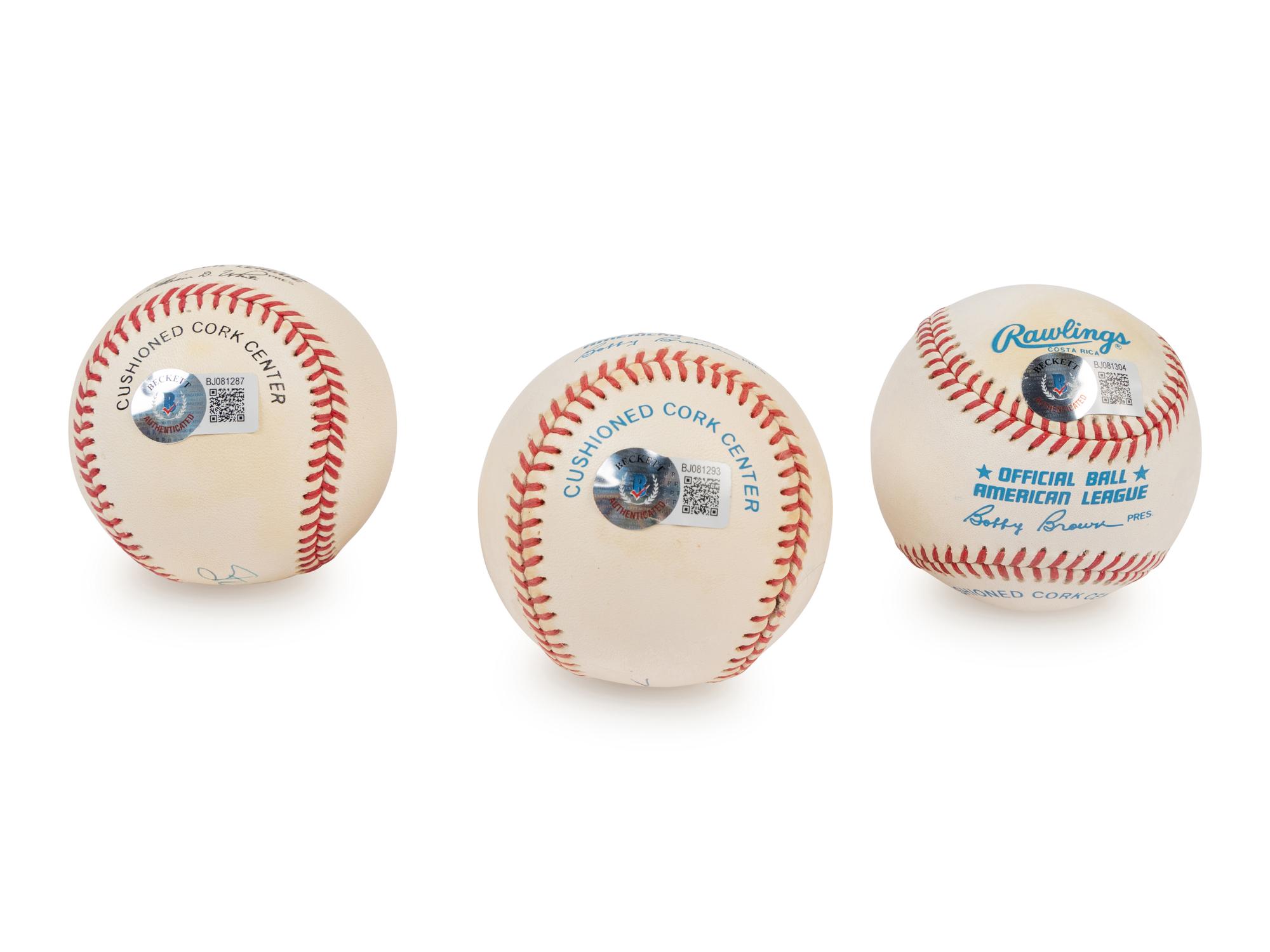 A Group of 3,000 Club Member Single Signed Autograph Baseballs (Beckett Authentication Services Holograms),