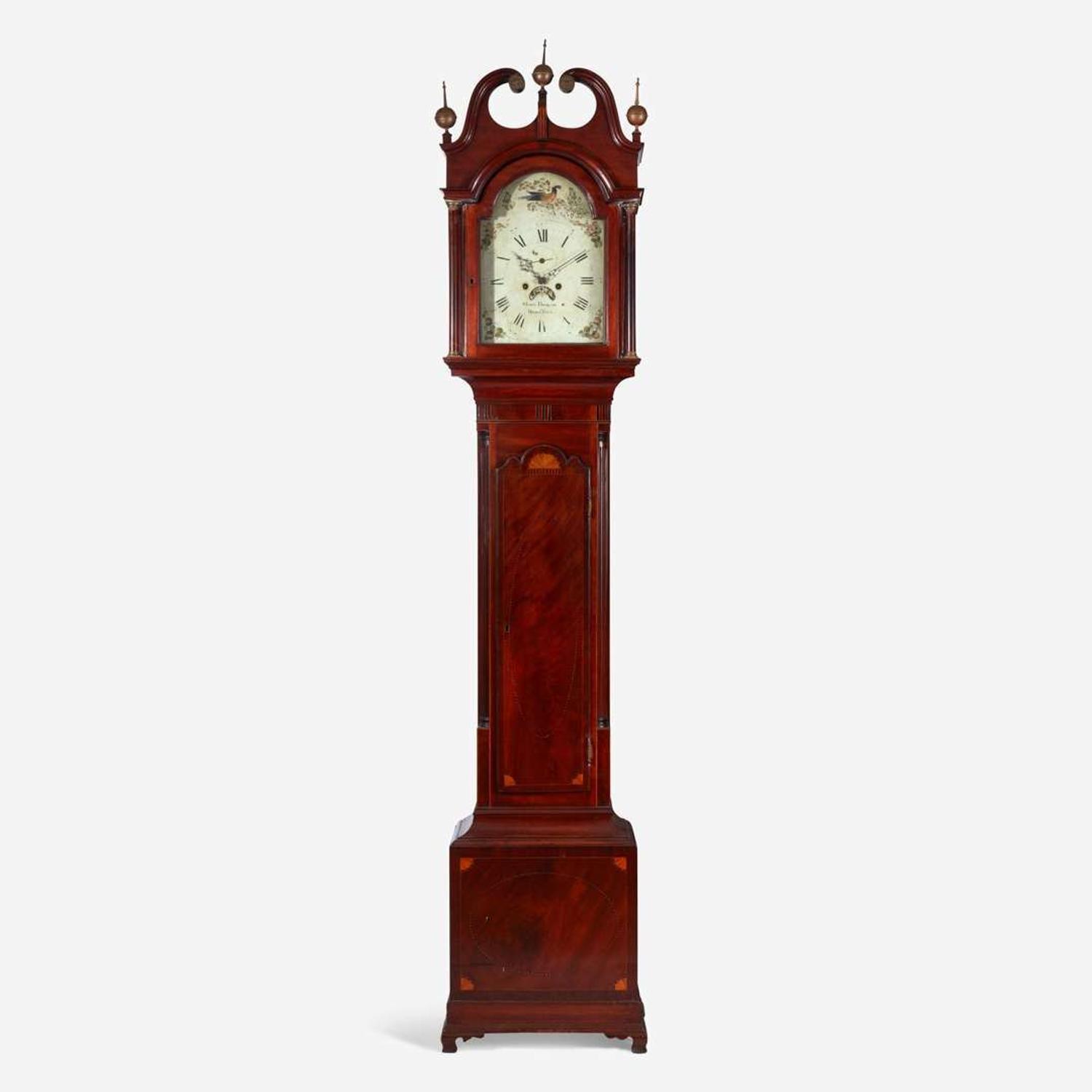 A Federal inlaid mahogany tall case clock Works by John Brokaw, Bridge Town, what is now Rahway, NJ, circa 1800