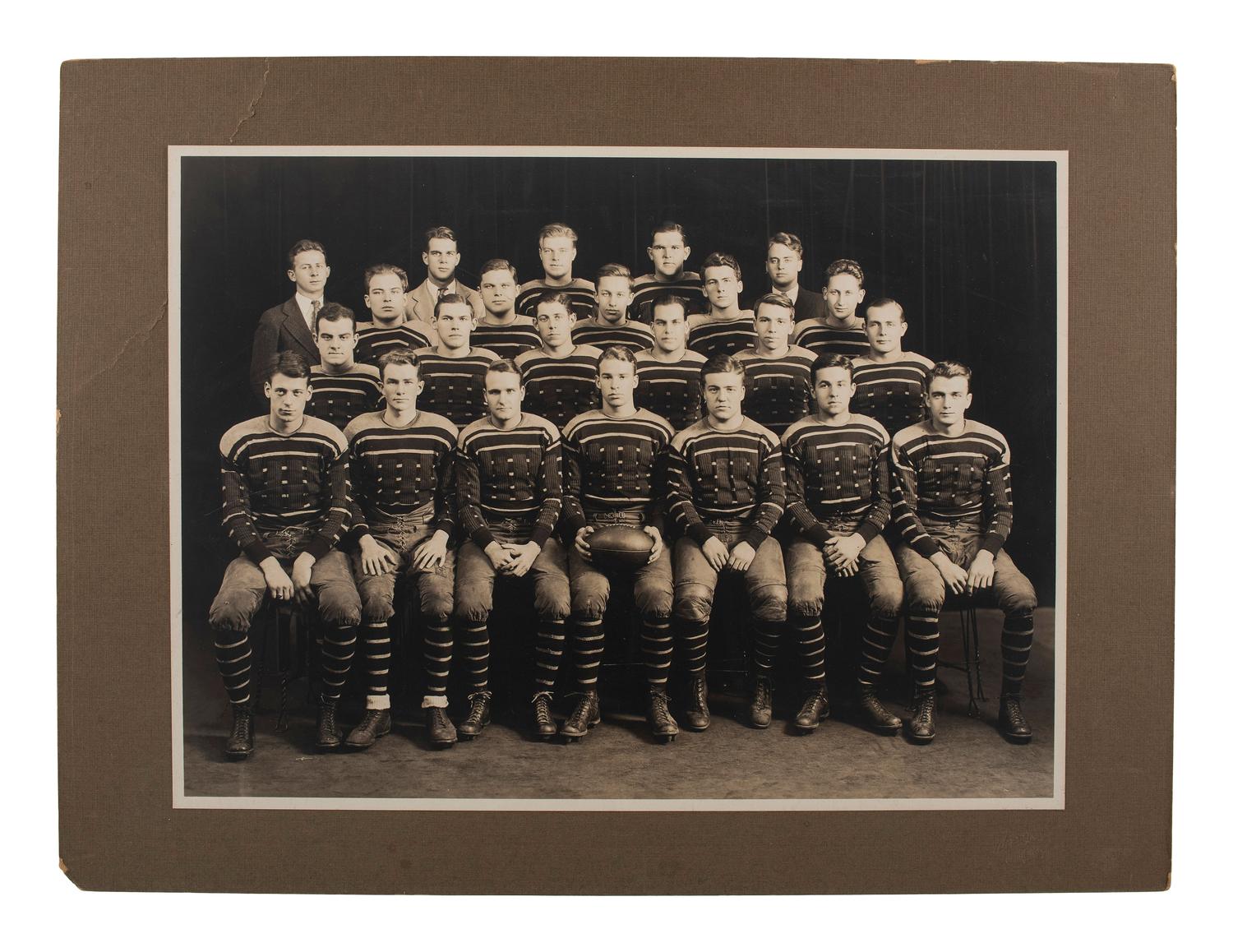 [EARLY PHOTOGRAPHY] -- [SPORTS]. A group of 2 photographs of teams, incl. women's drill team, Baker City, Oregon, and Bowdoin College football team, Brunswick, Maine.