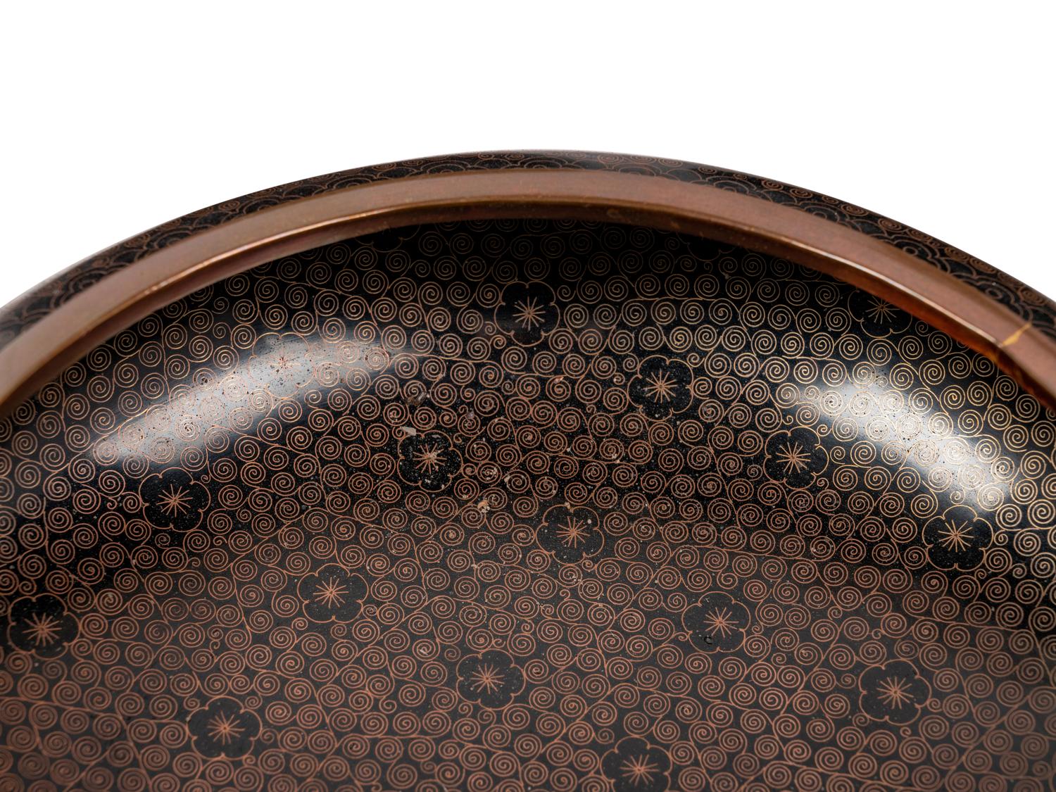16 Japanese Black and Blue Ground Cloisonné Vessels