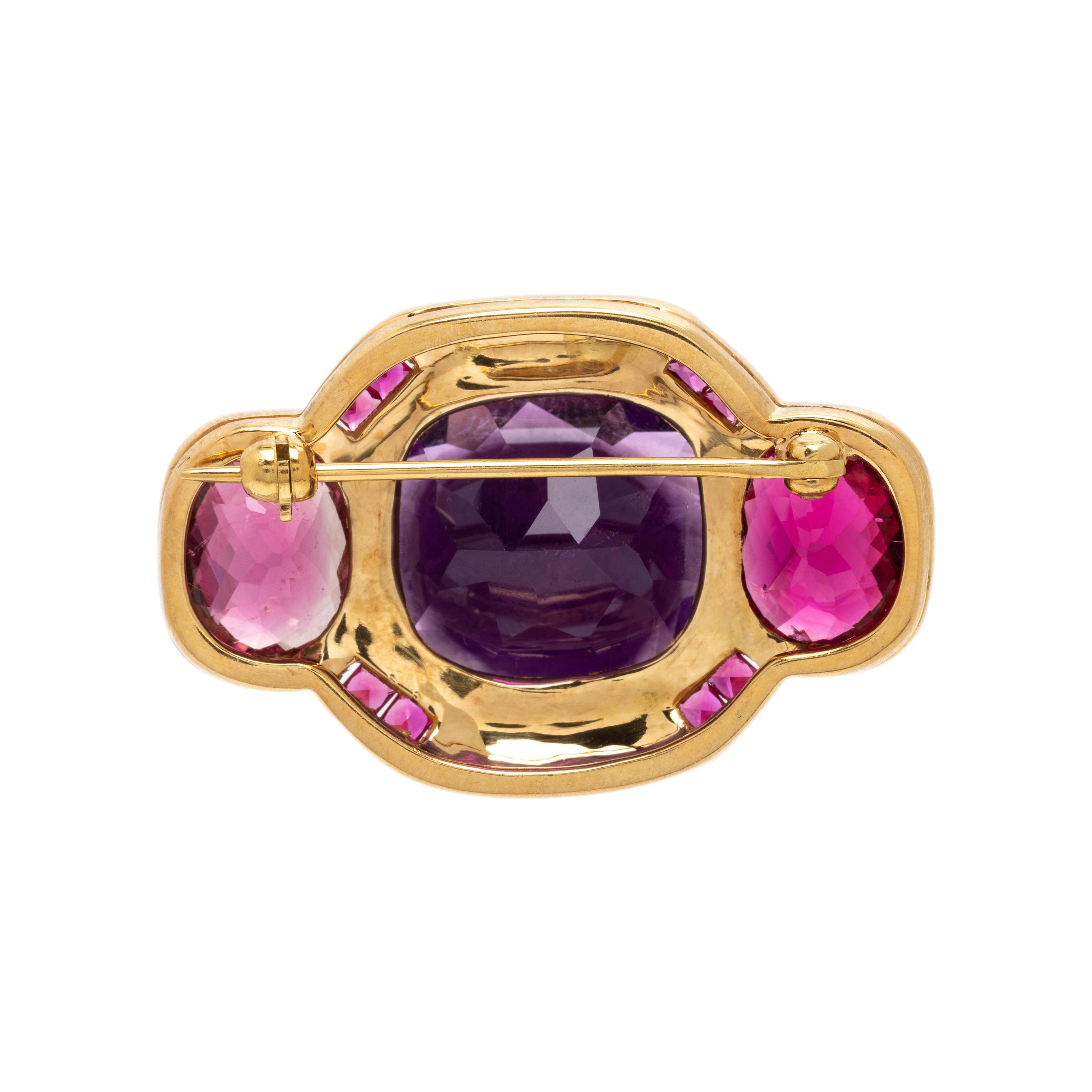 Multigem and Yellow Gold Brooch