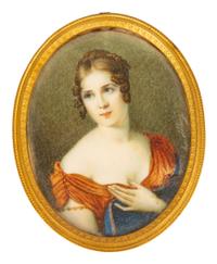 A Group of Six Continental Miniature Watercolor Portraits — 19TH CENTURY