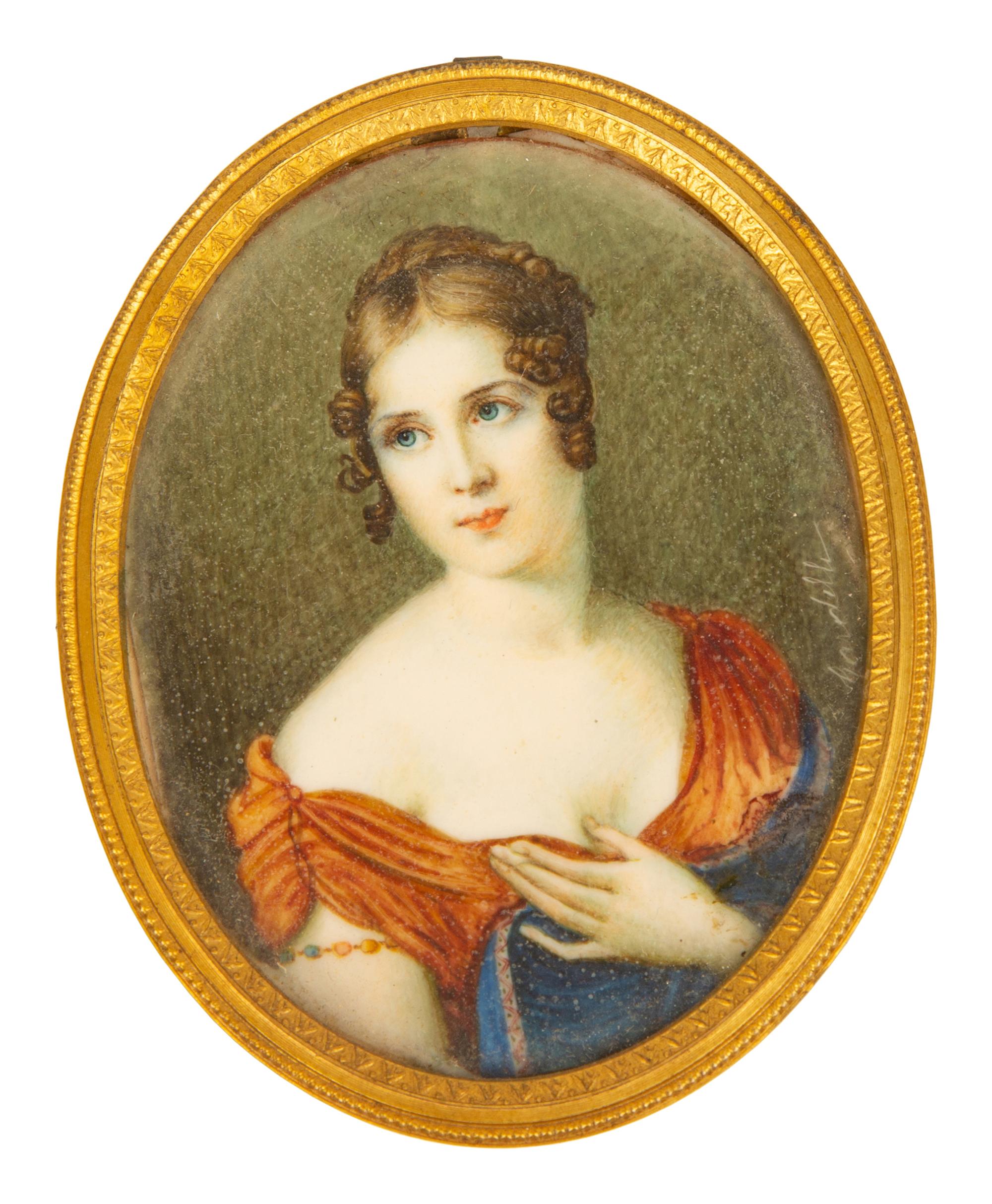 A Group of Six Continental Miniature Watercolor Portraits — 19TH CENTURY