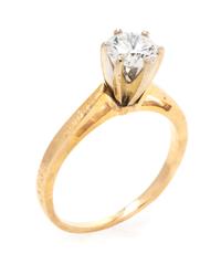 A Yellow Gold and Diamond Solitaire Ring, 1.50 dwts.