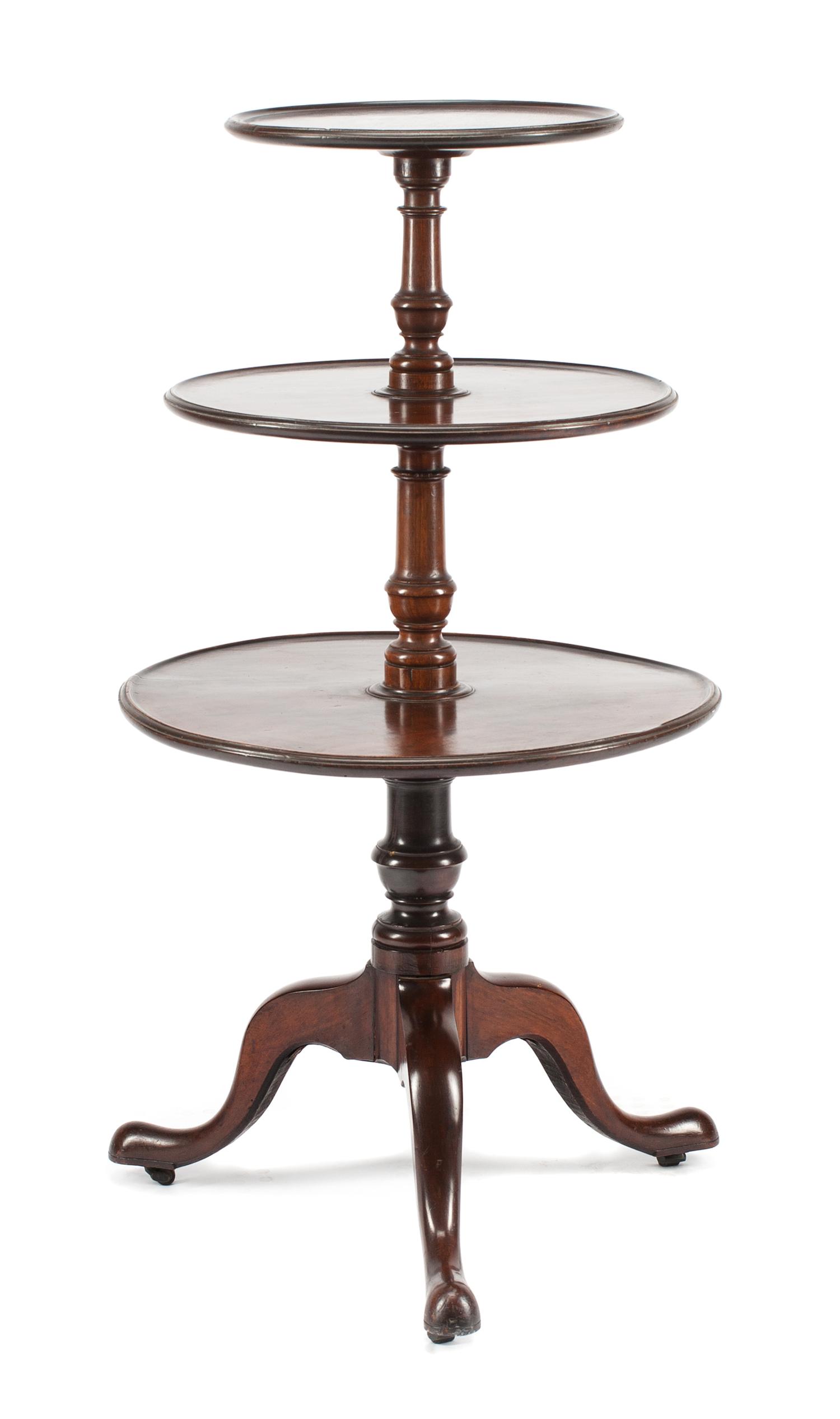 A George III Mahogany Dumbwaiter Height 45 inches. — LATE 18TH CENTURY