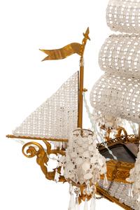 A Louis XVI Style Gilt Bronze and Cut Glass "Ship" Chandelier