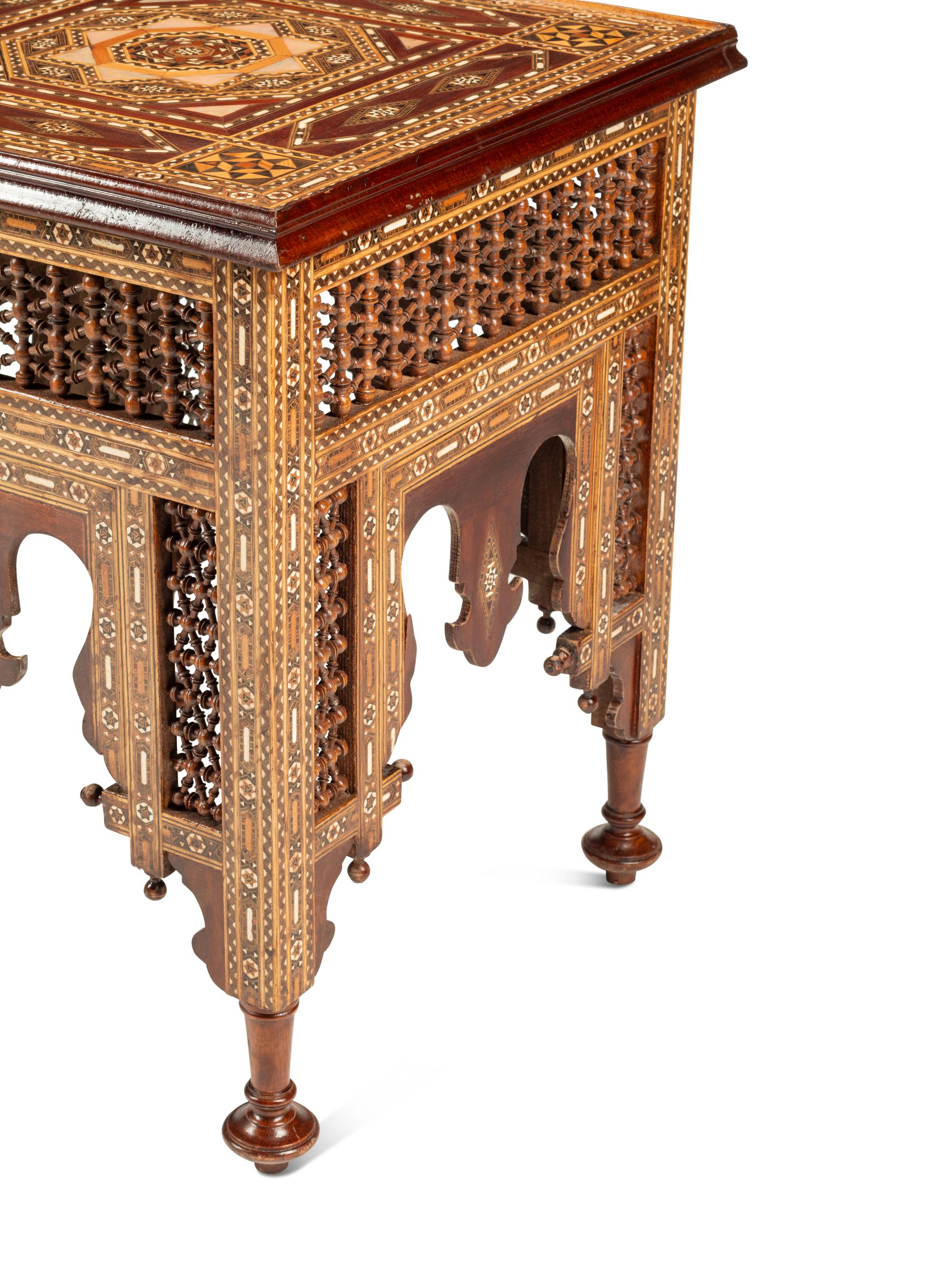 A Pair of Levantine Marquetry and Abalone-Inlaid Side Tables