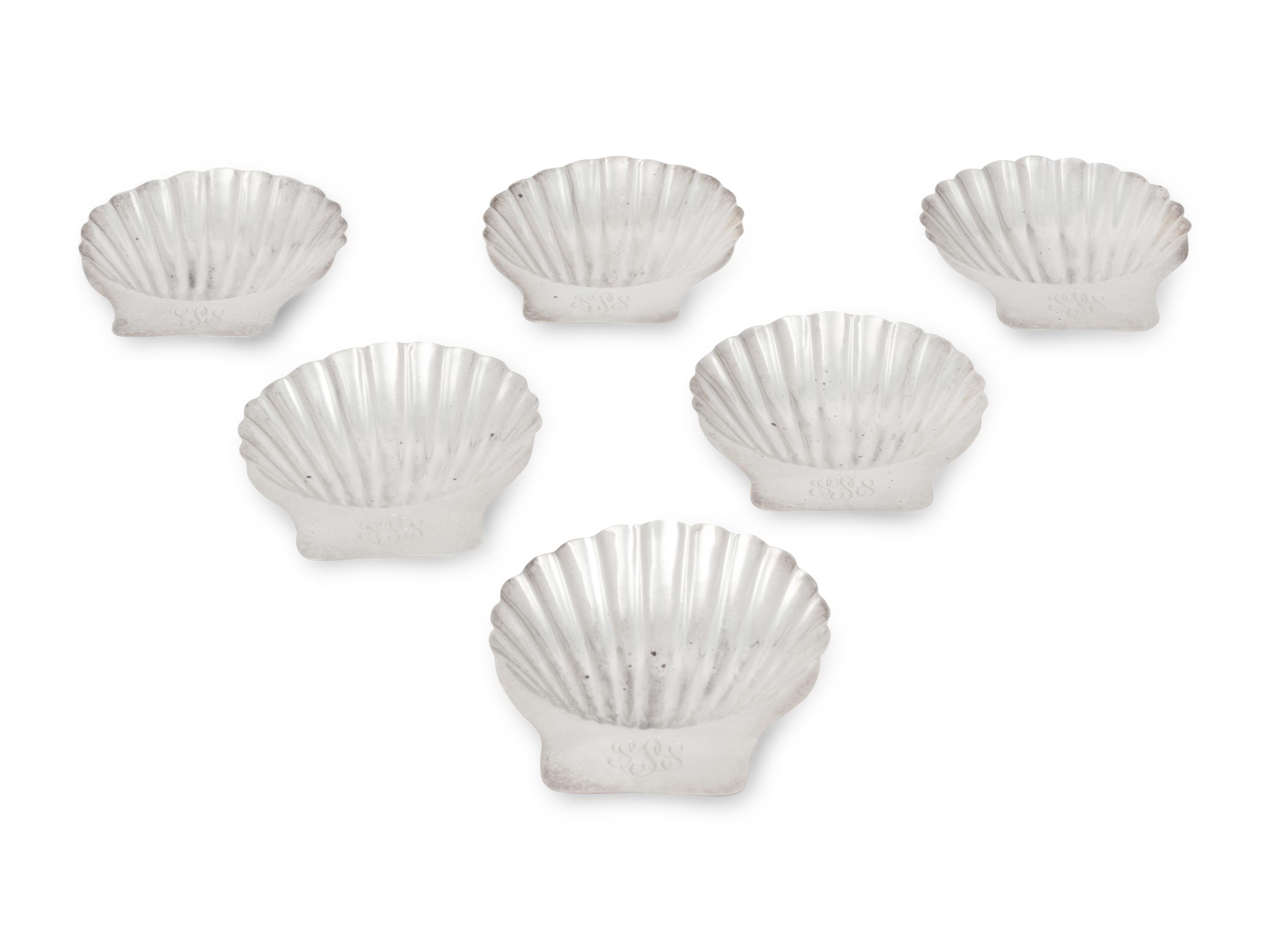 Six Mexican Silver Shell-Shaped Dishes