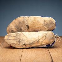 Sioux Beaded Hide Moccasins, with Bifurcated Tongues