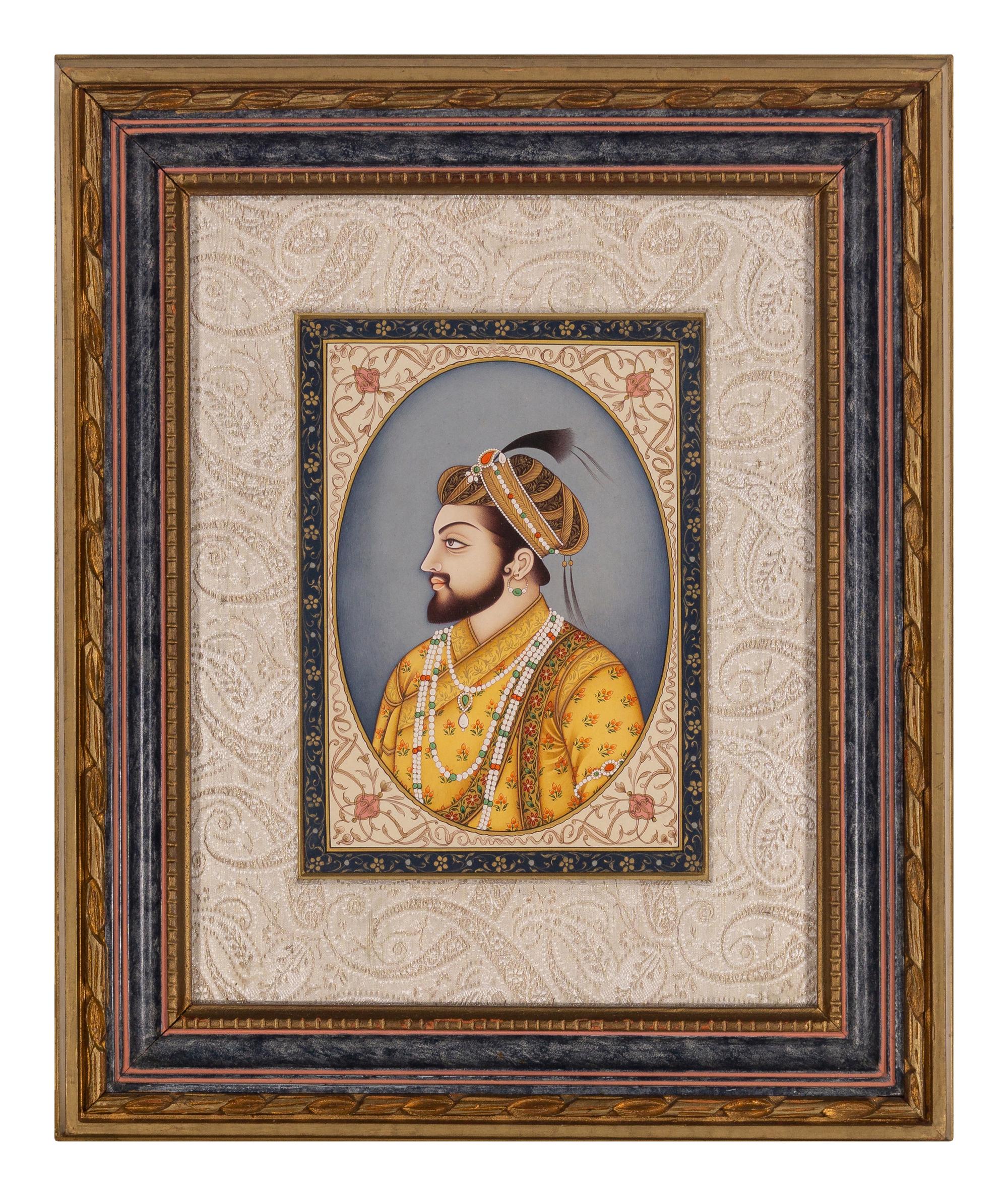 A Pair of Indian Gouache Portraits of Man and Woman